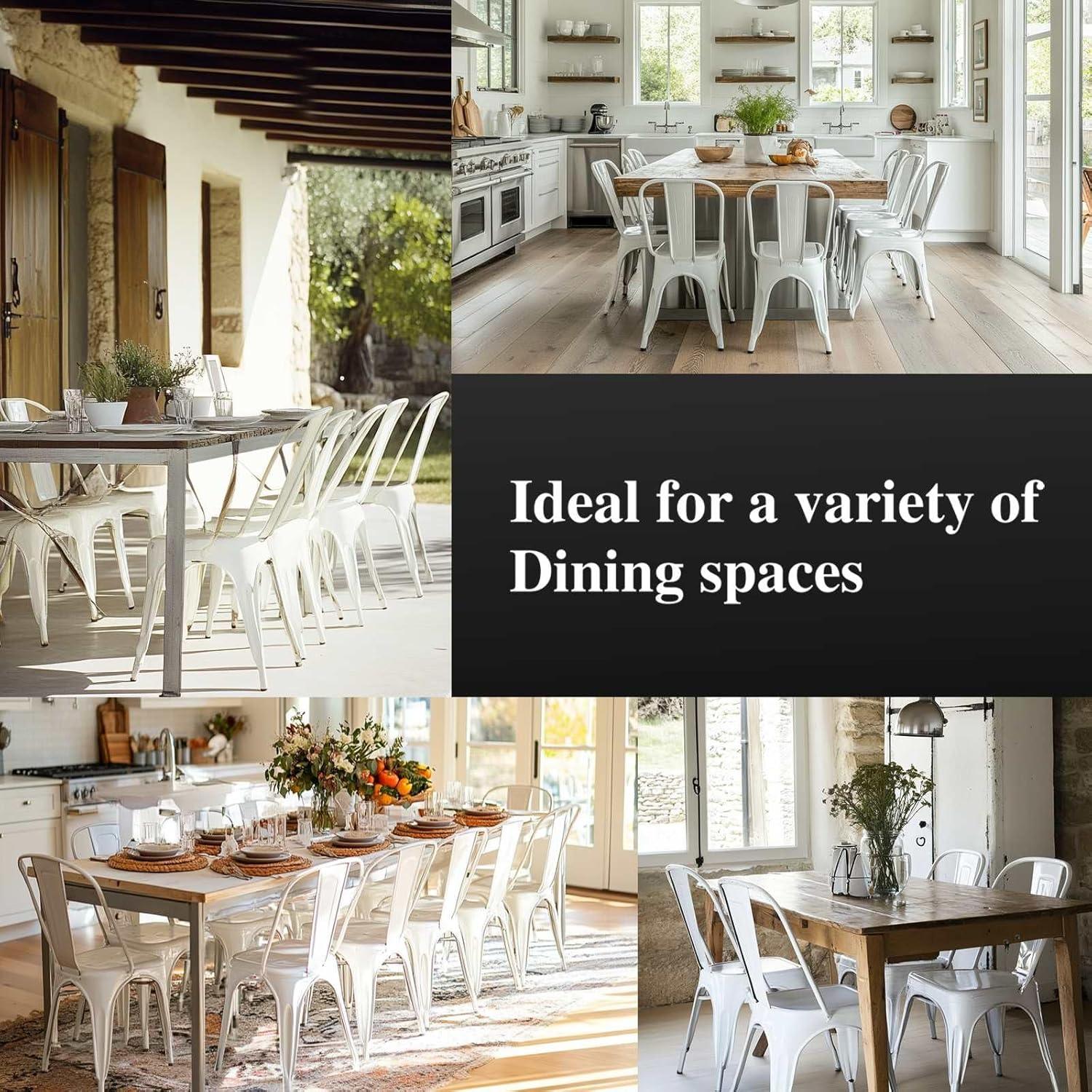 SOLEGGIATA Juego de 2 Sillas de Comedor de Metal Hierro Apilable Exterior/vintage/cocina Restaurante Mate Medianoche Negro