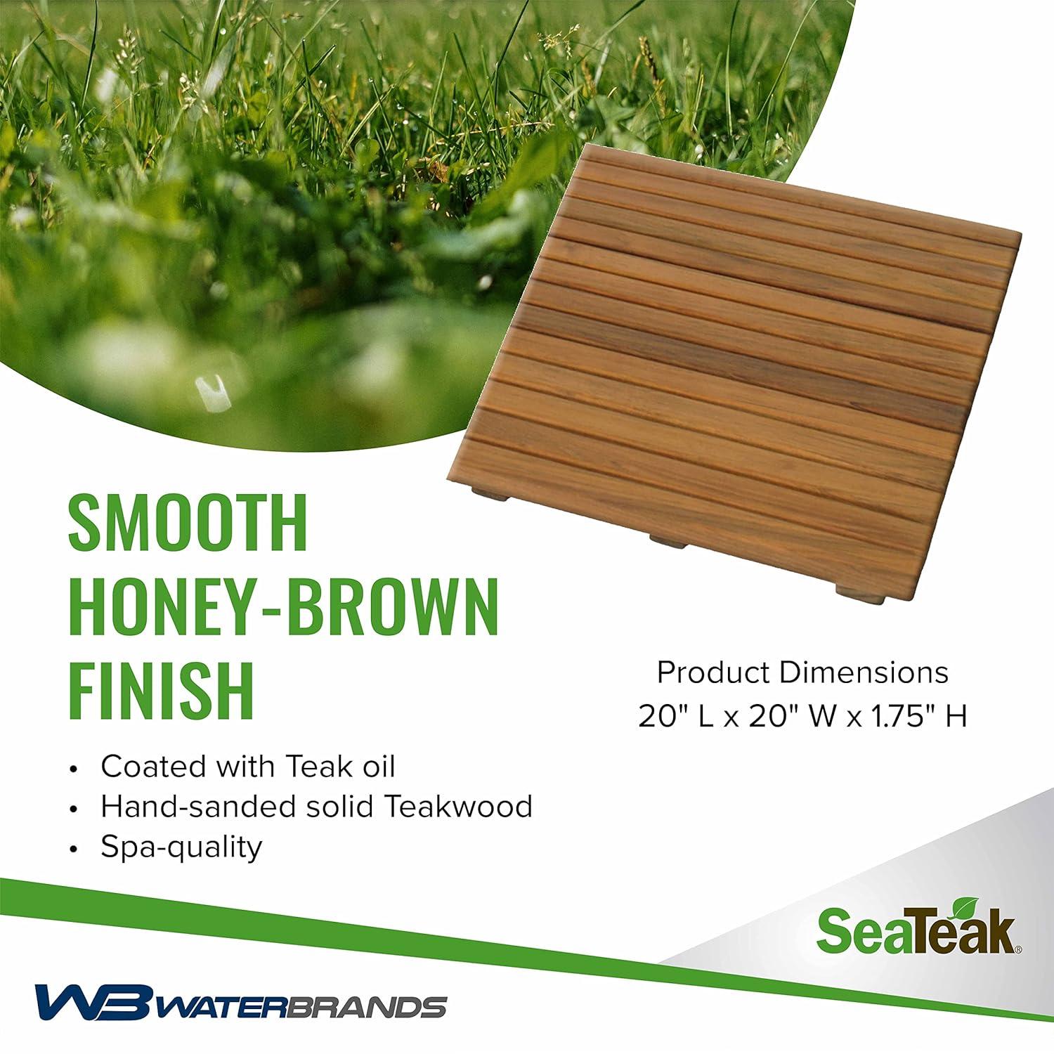 Small Teak Wood Non-Slip Shower Mat