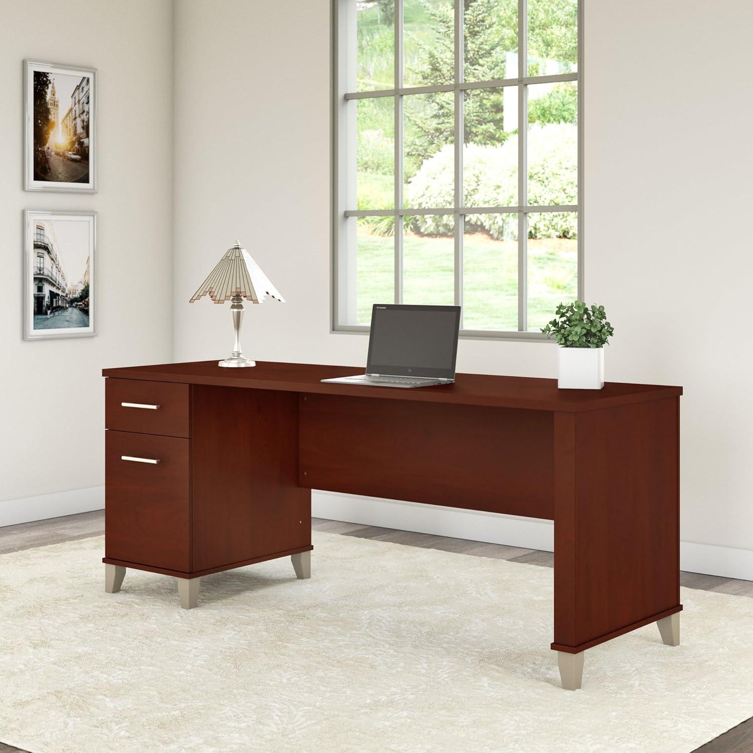 Bush Furniture Somerset 72" Single Pedestal Desk, Hansen Cherry