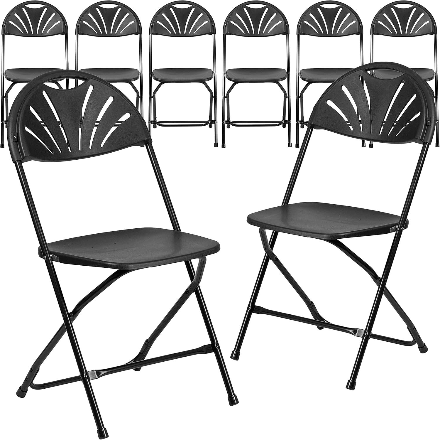 Joaquin Plastic Fan Back Folding Event Chairs with Carrying Handles