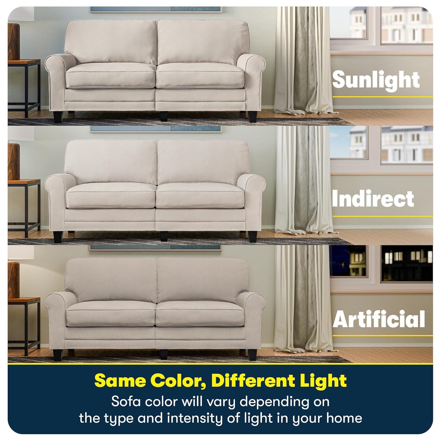 Serta Copenhagen 61" Rolled Arm Sofa, Easy Care Fabric, Soft Pillow Back, Pocket Coil Seat Cushions
