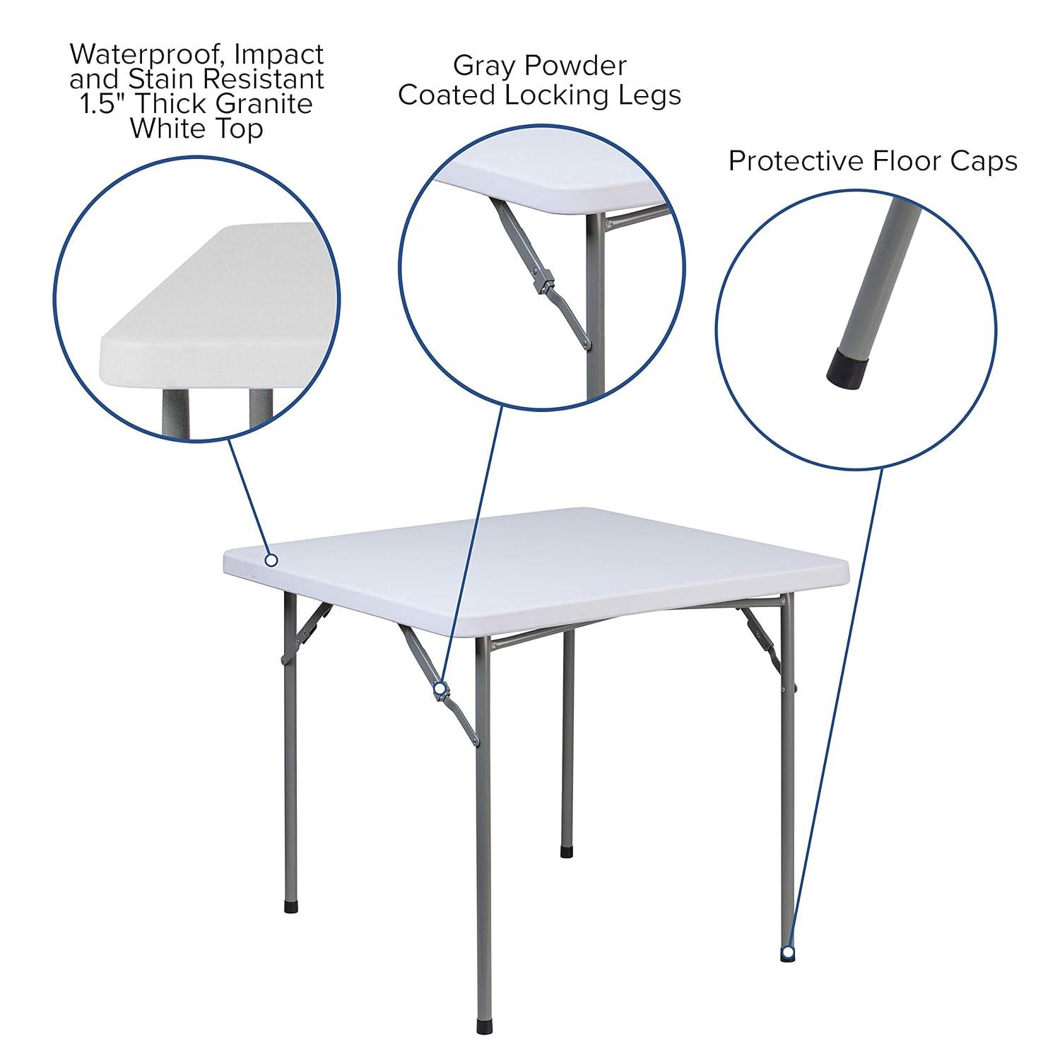 Flash Furniture Parker 2.81-Foot Square Plastic Folding Table - Card Table/Game Table