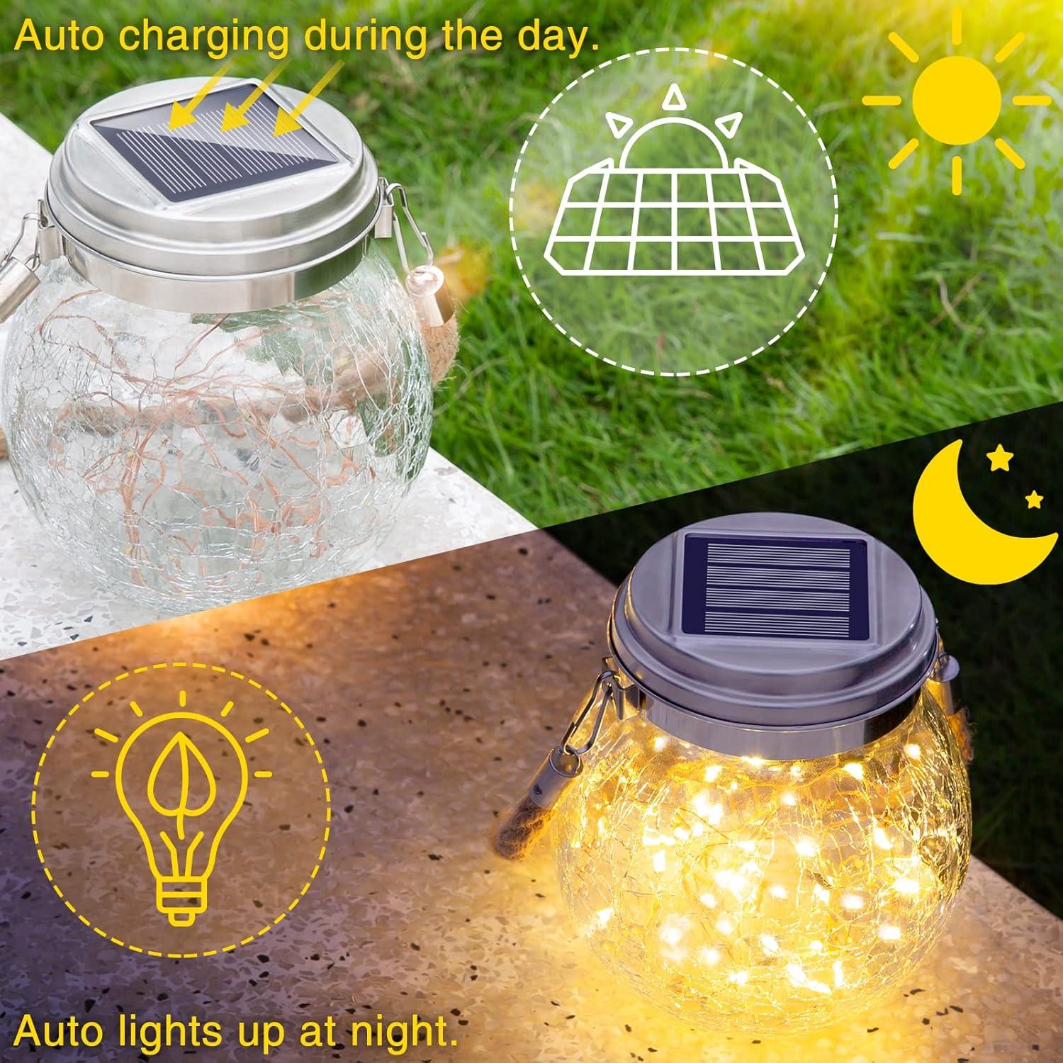 Solar Lantern, 2 Pack Outdoor Lanterns with 30 LED Waterproof Garden Decor Patio Solar Lights Outdoor Decorative Backyard Solar Lanterns Outdoor Hanging ( Warm Light )