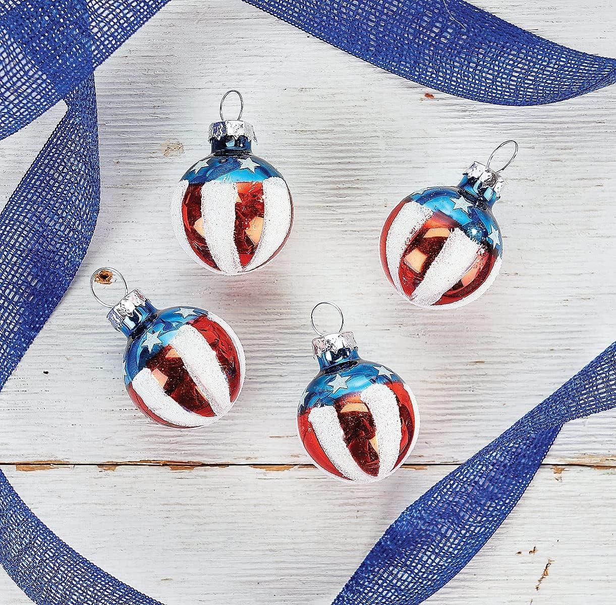 Current Americana Patriotic Glass Ornaments, Set of 12 Glass Decorations