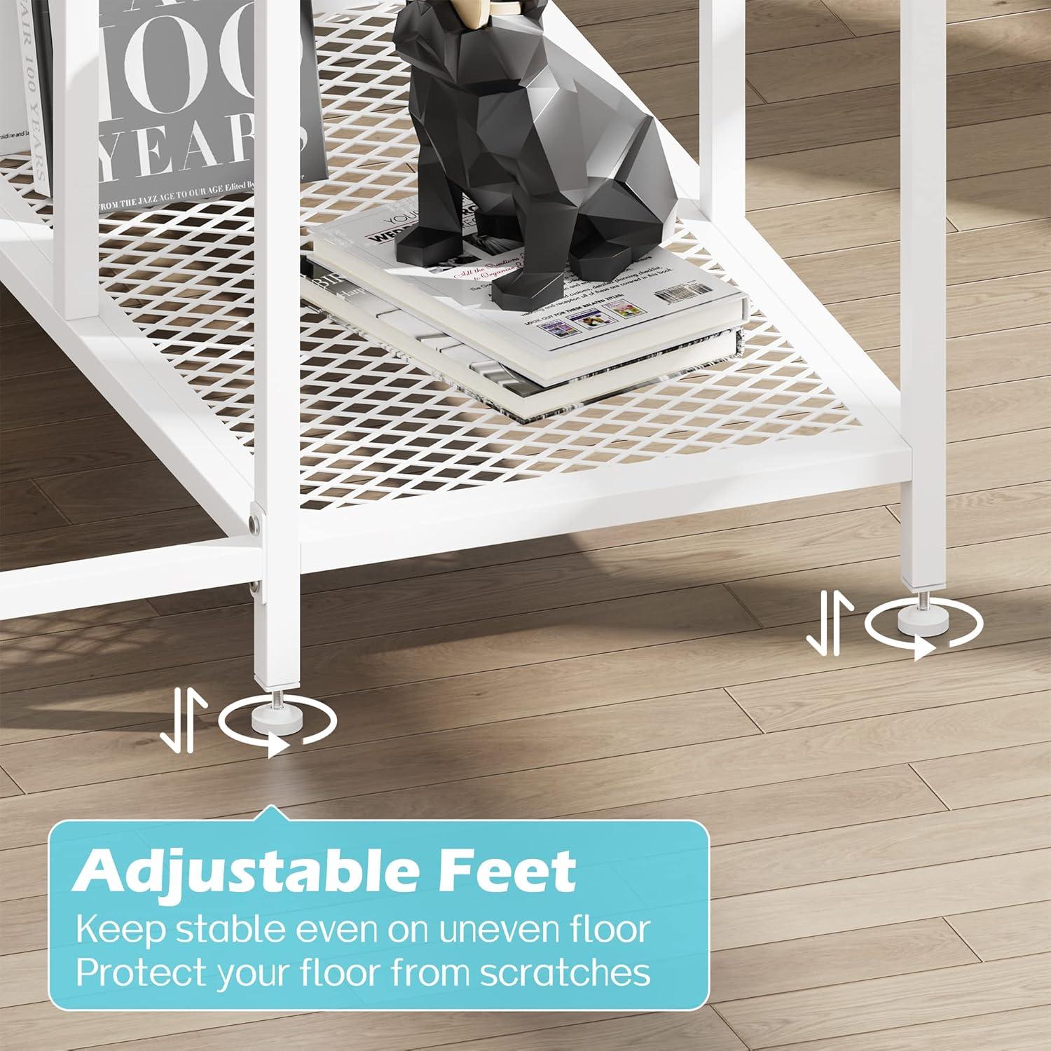 SUPERJARE L Shaped Desk with Power Outlets, Computer Desk with Drawers & Shelves, Corner Desk Gaming Desk Home Office Desk, White