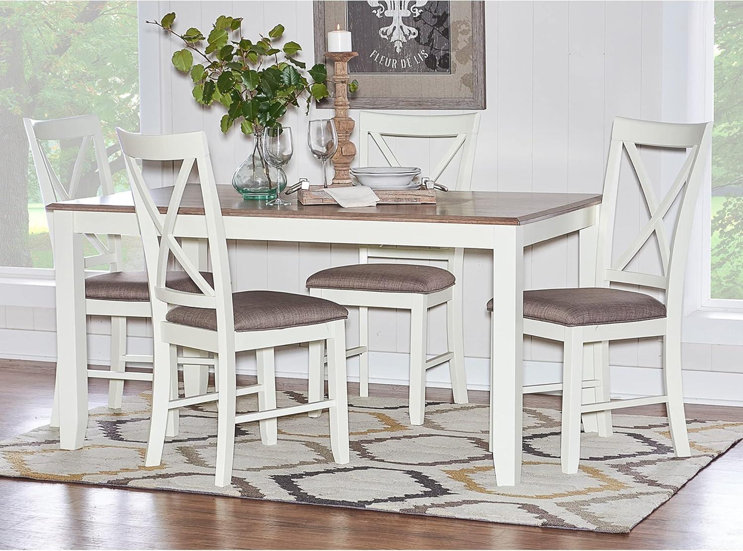 Linon Jane Wood Set of Two X-Back Dining Side Chairs in Vanilla White