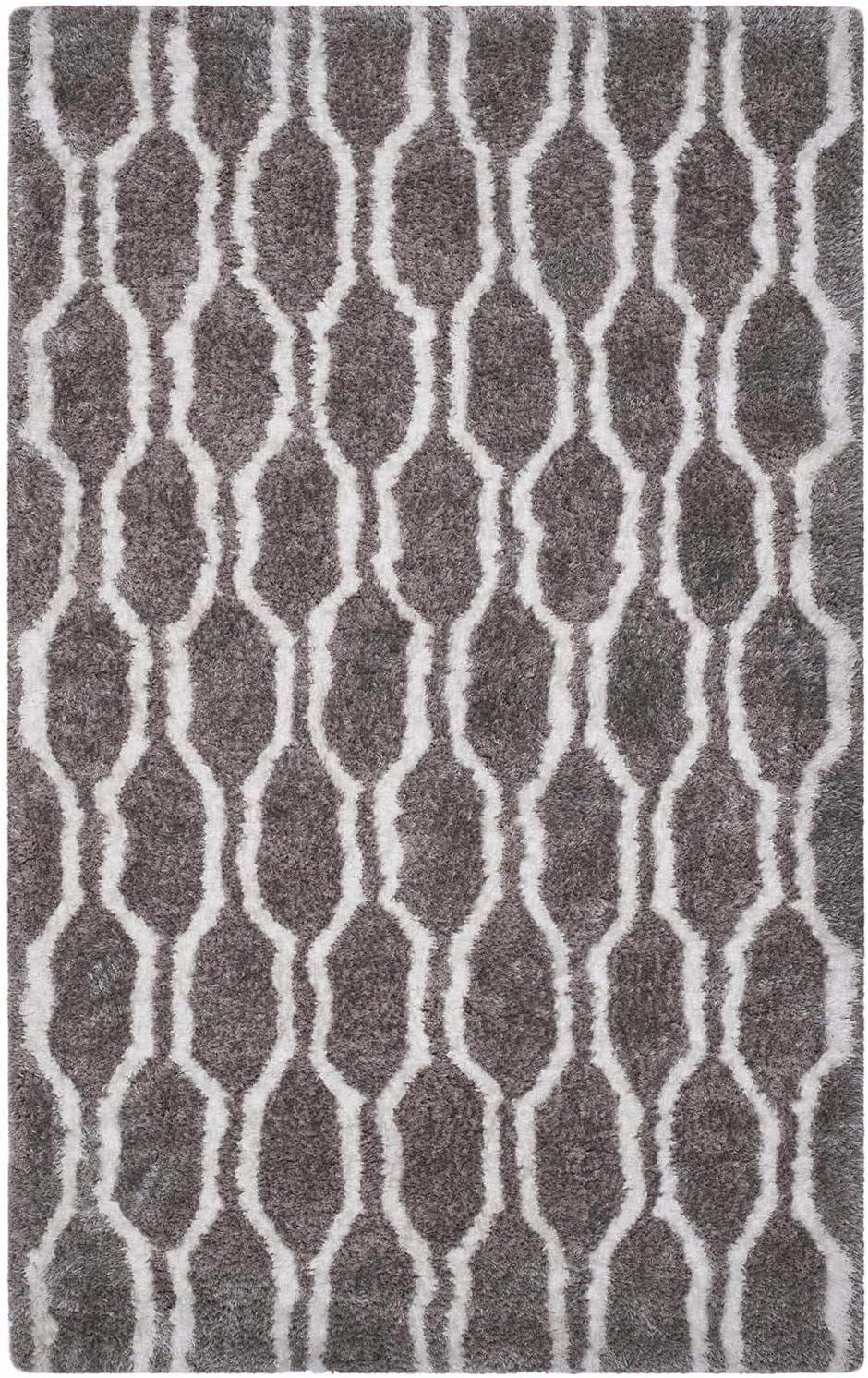 Ivory Shag Elegance 4' x 6' Hand-Tufted Synthetic Rug