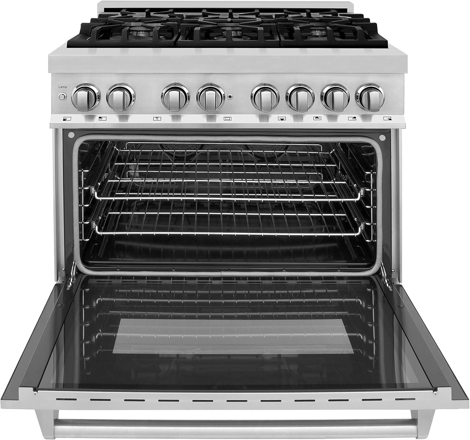 ZLINE 36 Inch Professional Dual Fuel Gas Range Electric Oven, Stainless Steel