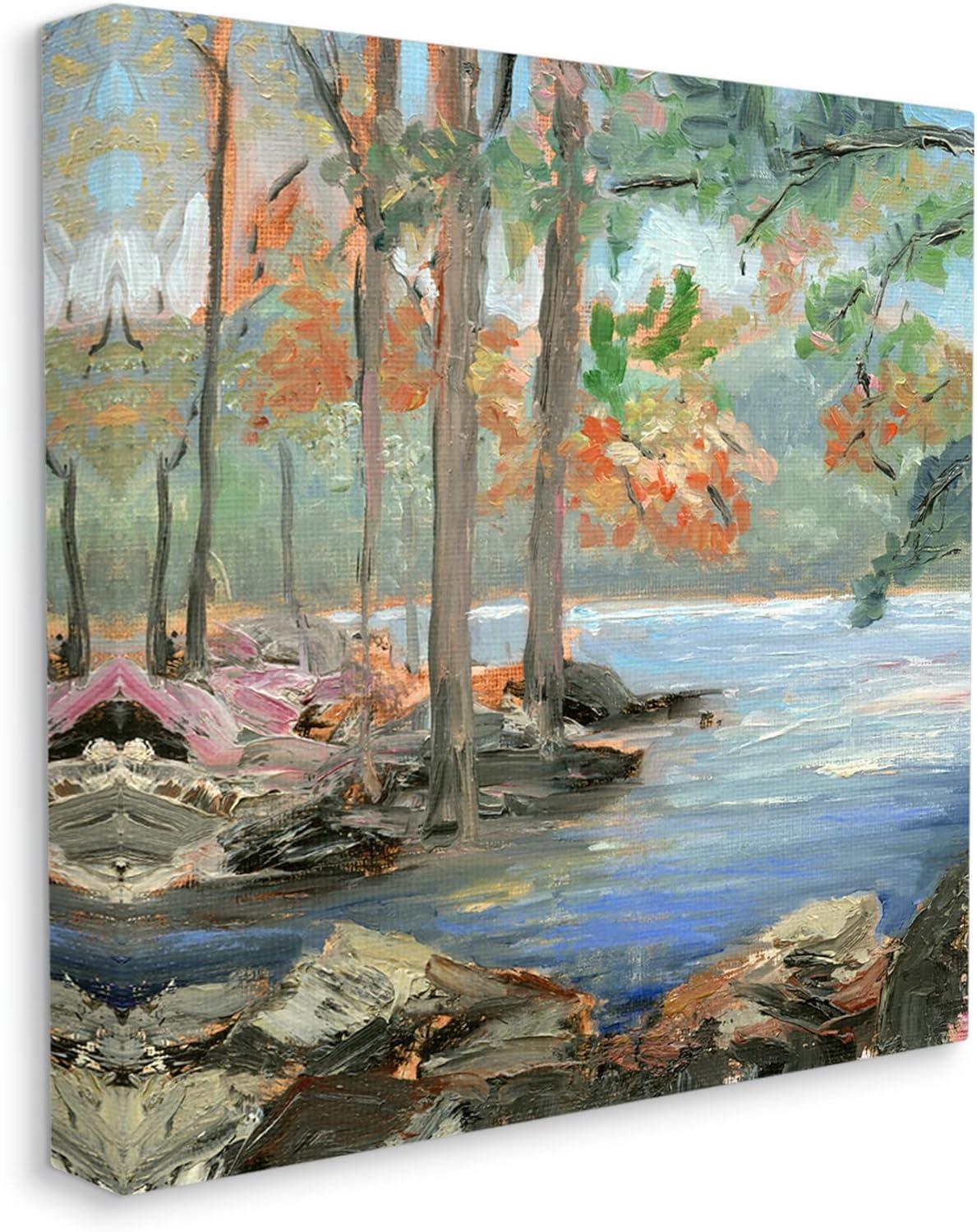 Stupell Woodland Creek Looming Trees Landscape Painting Gallery Wrapped Canvas Print Wall Art