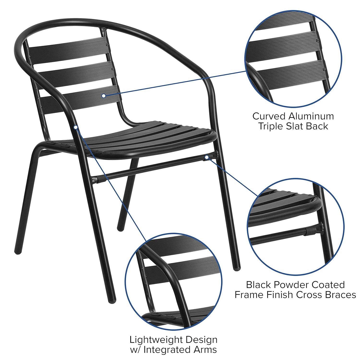 Flash Furniture Black Metal Restaurant Stack Chair with Aluminum Slats