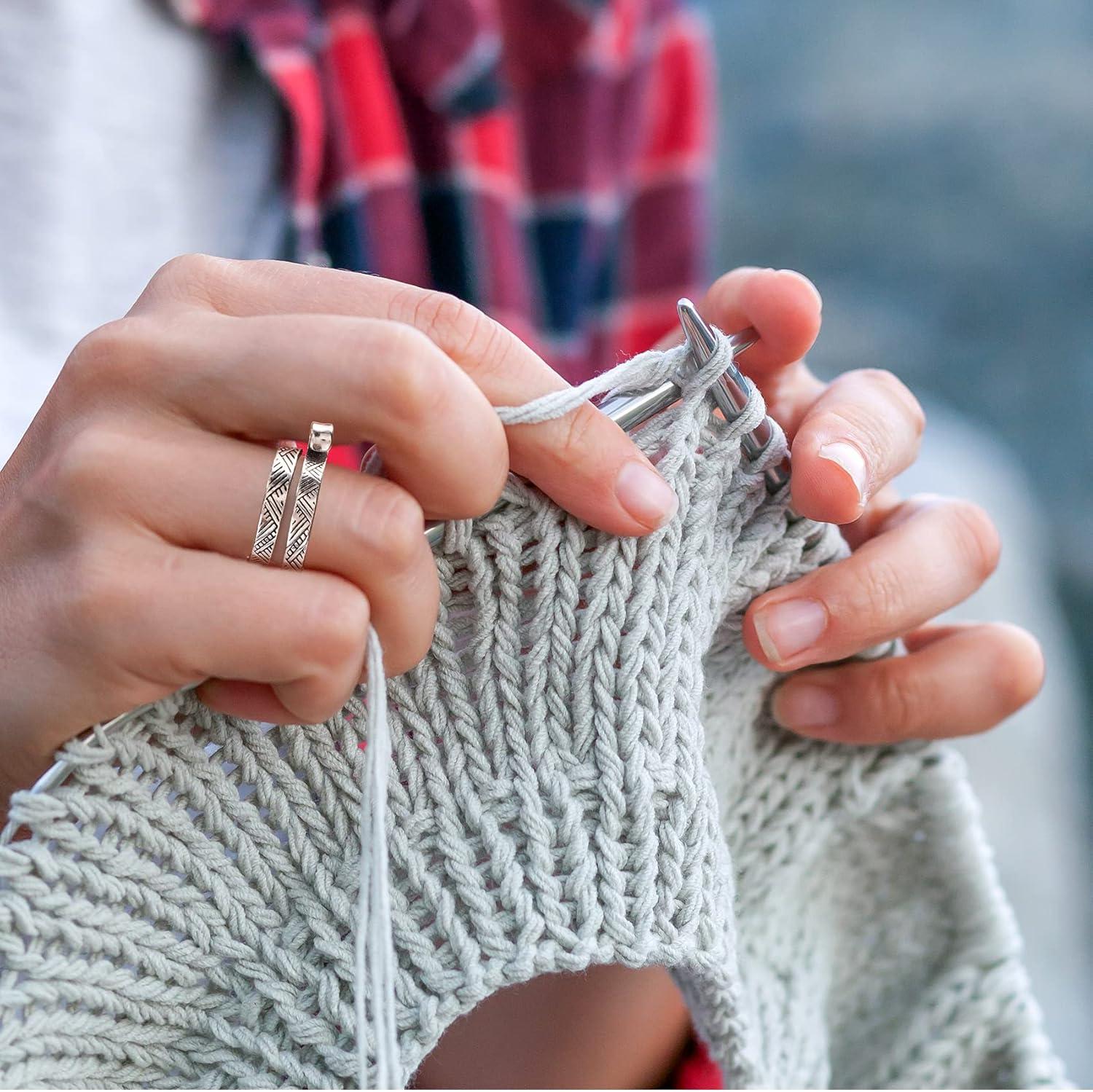 Adjustable Silver Metal Knitting Crochet Loop Rings