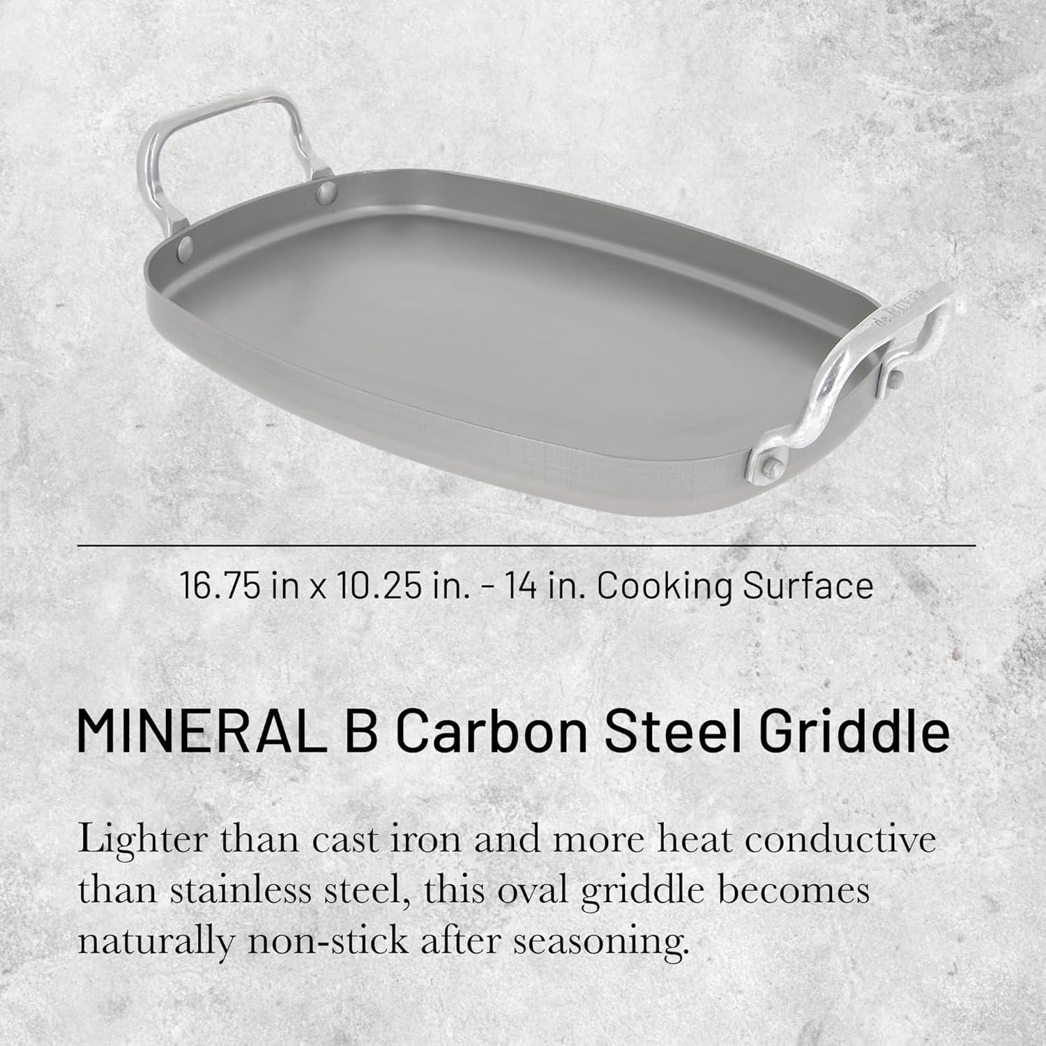 Mineral B Element Carbon Steel Induction Ready Griddle with Aluminum Handle
