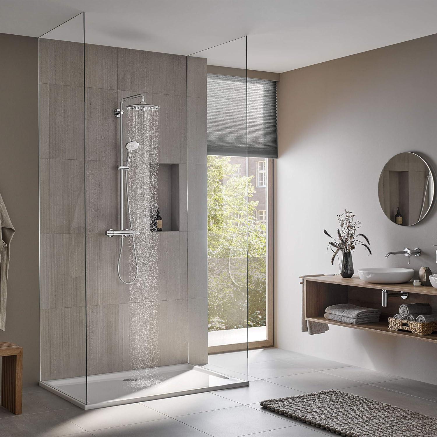 Euphoria 260 Chrome Thermostatic Shower System with Adjustable Height