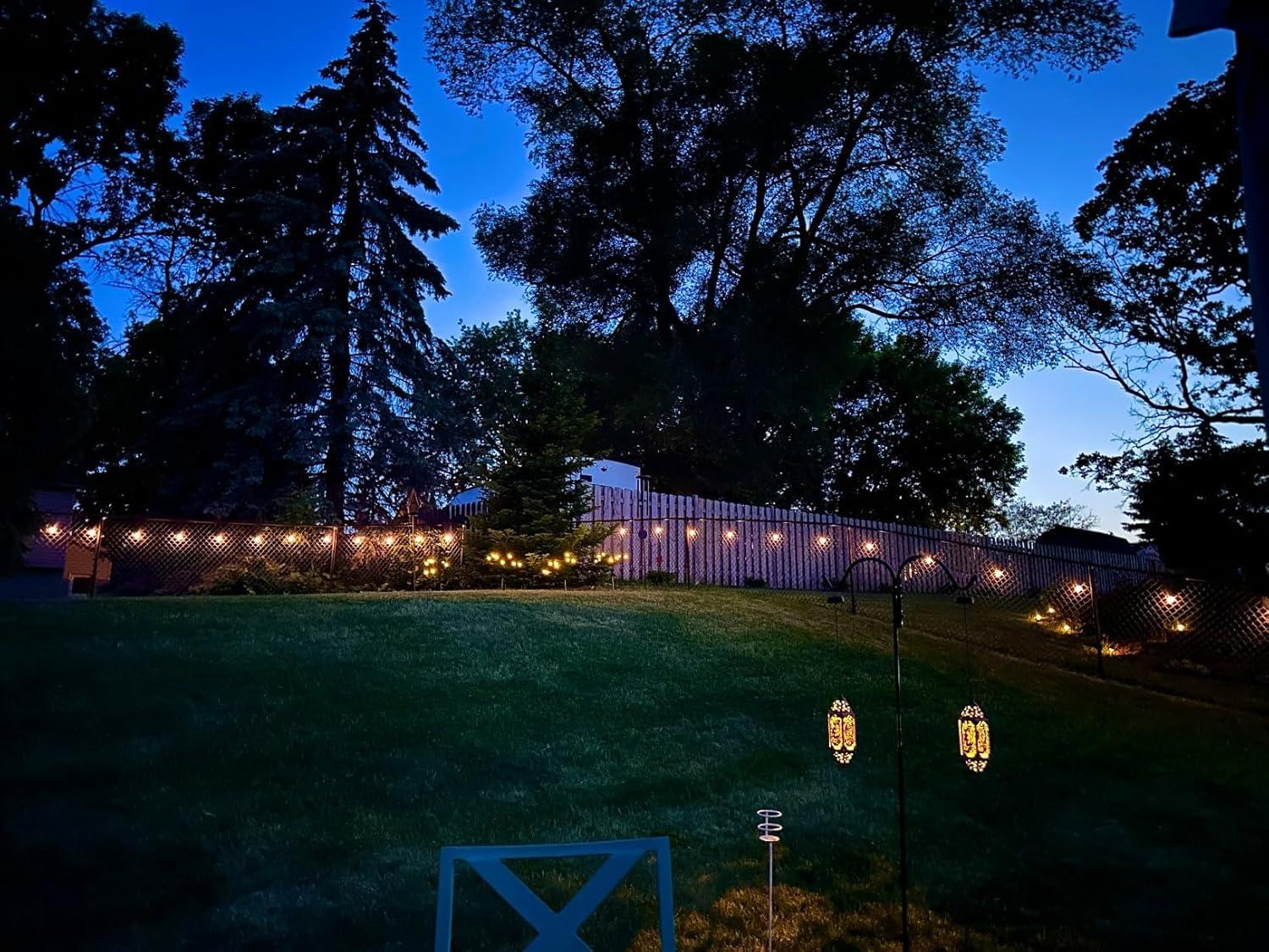 48 ft Warm White Solar Powered LED Outdoor String Lights