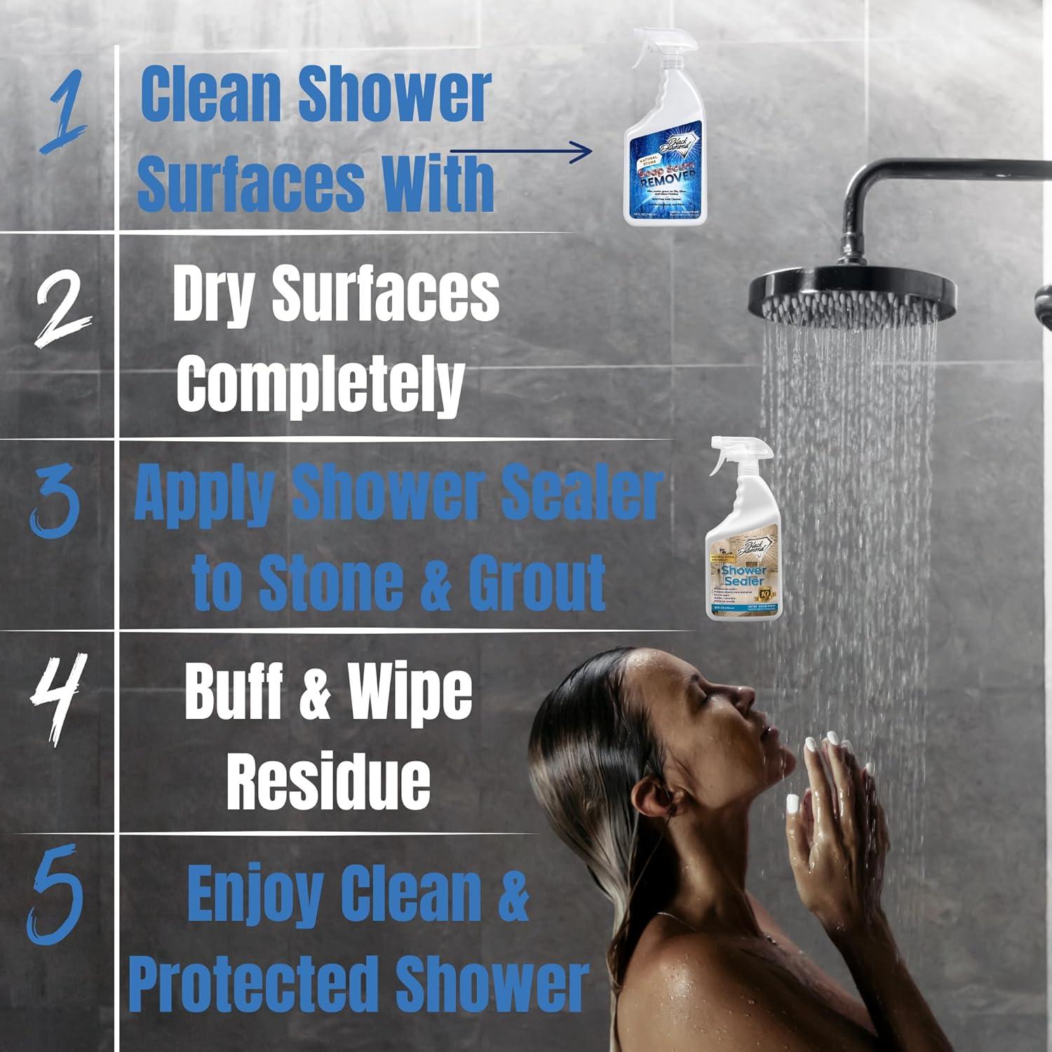 Natural Stone and Grout Penetrating Shower Sealer. Marble, Granite Travertine, Limestone. Protects Making Them Easy to Clean. Works Also on Grout in Tile, Ceramic, and Porcelain. 32oz.