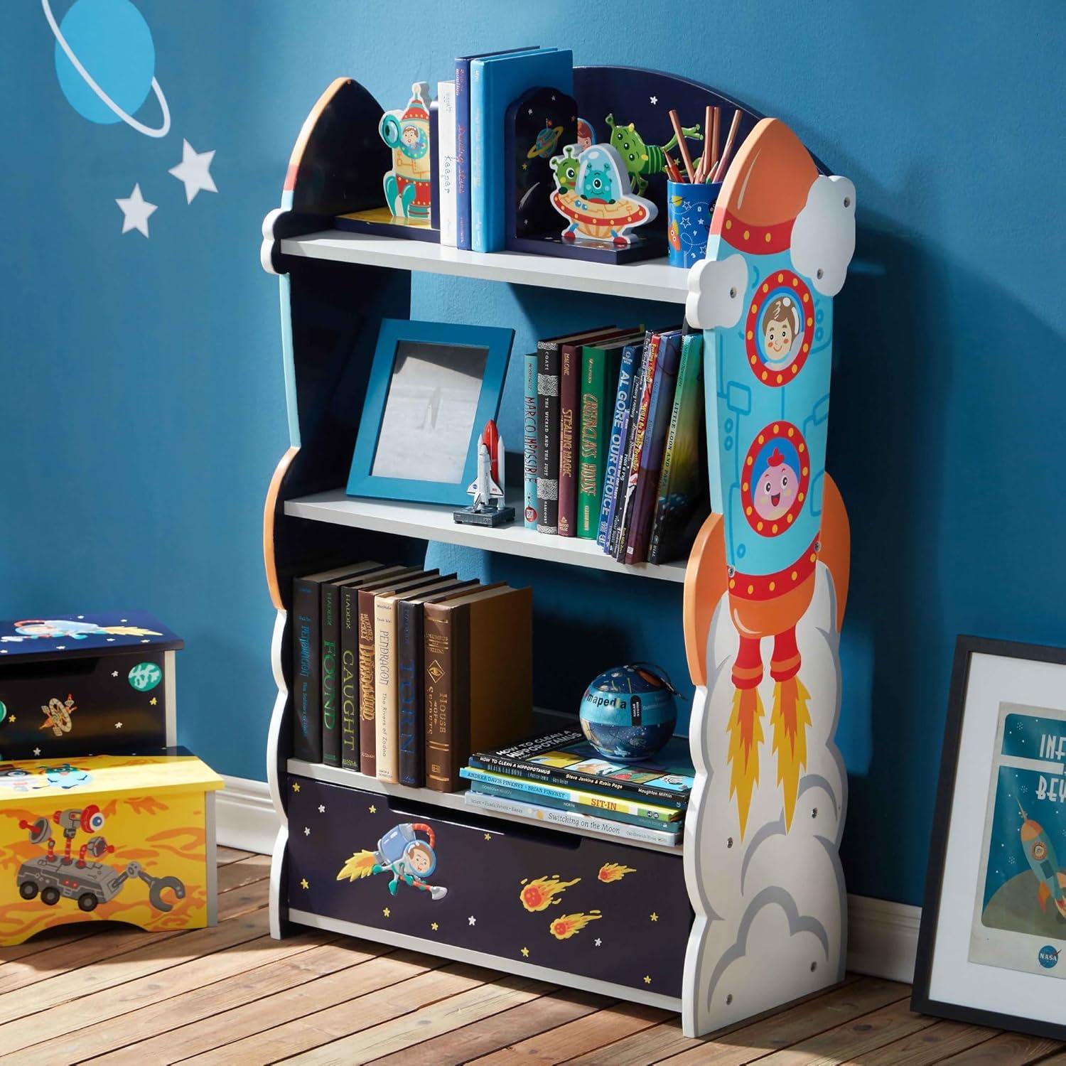 Fantasy Fields Outer Space Kids 3-Tier Bookshelf with Storage Drawer