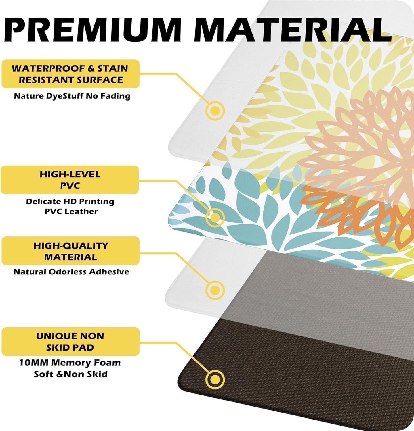 Kitchen Mats Set of 2 Cushioned Anti Fatigue Kitchen Rugs Waterproof Non Slip Kitchen Runner Memory Foam Kitchen Floor Mat Comfort Standing Mat for Sink,Office,Laundry