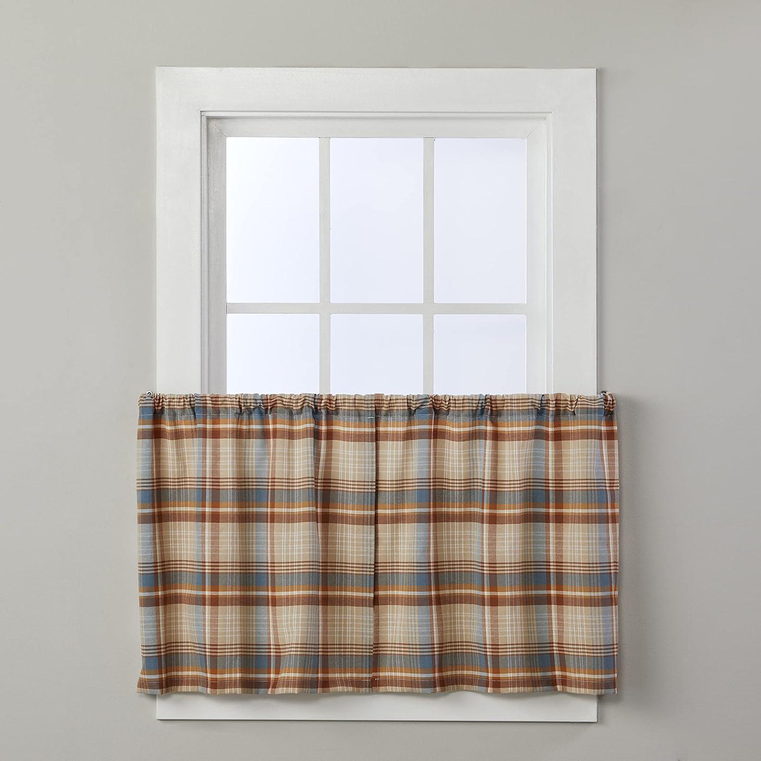 Plaid Tailored 57'' W Cafe Curtain in (Set of 2)