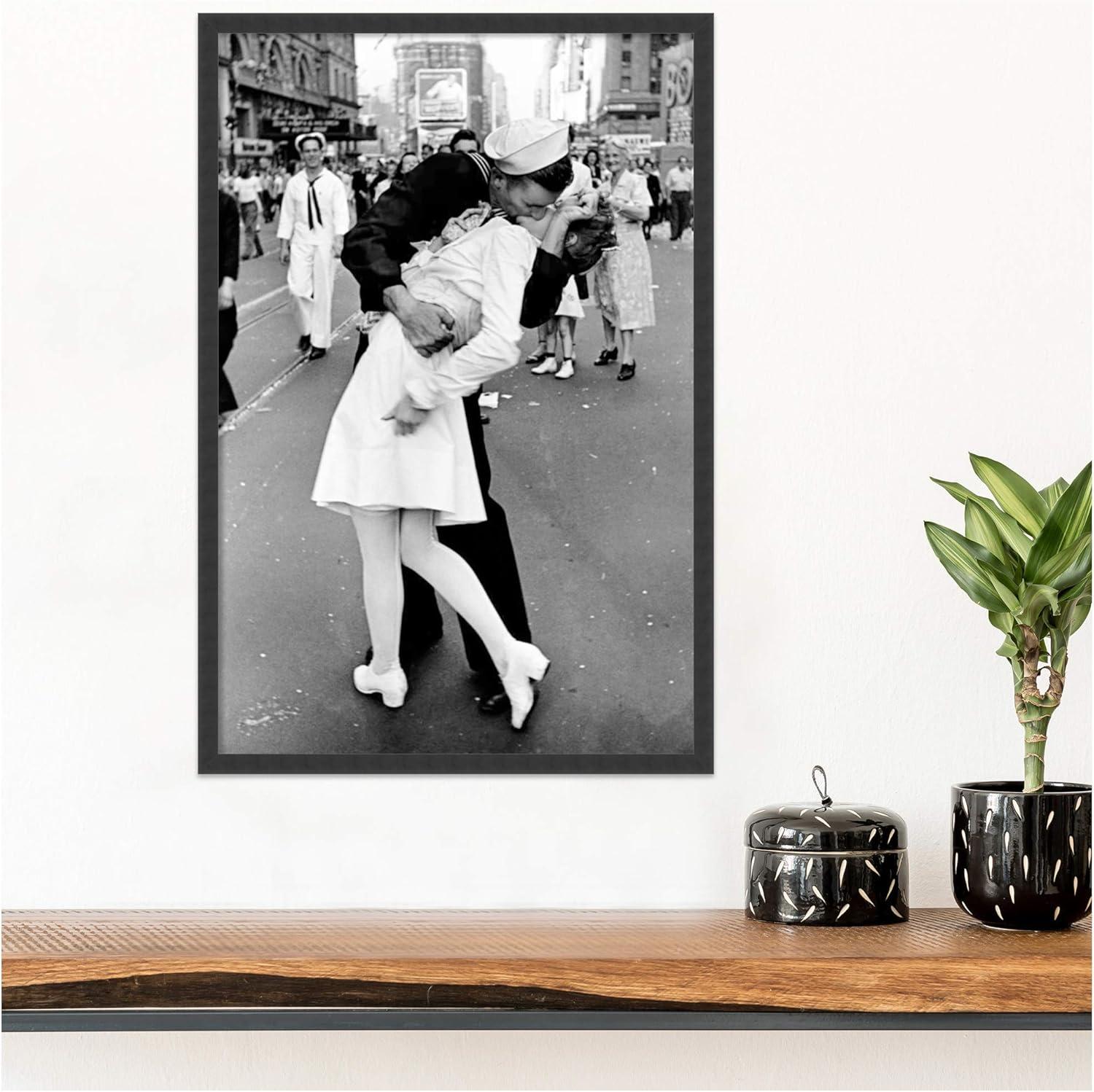 Black Framed 'Kissing on VJ Day' 25.5 x 37.5 Print