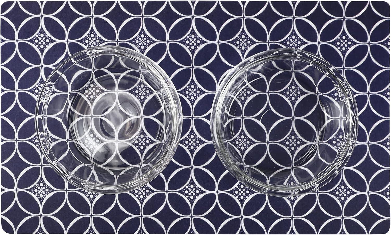 Pet Bowl Placemat, Feeding Mat For Dog & Cat - Thin, Absorbent, Waterproof, Machine Washable