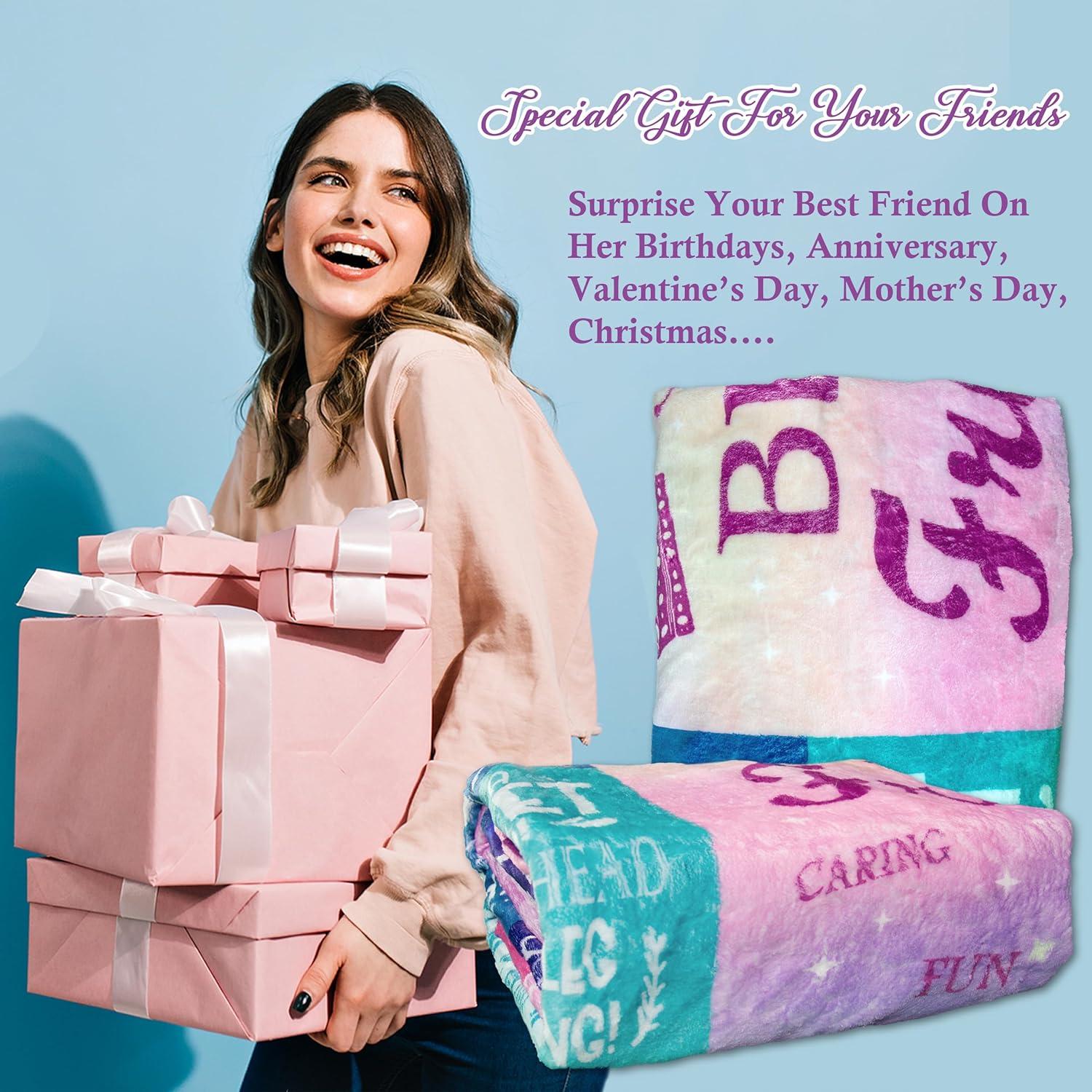 Gifts for Best Friend Woman, Best Friend Birthday Gifts for Women, Bestie BFF Soul Sister Graduation Gift Ideas for Women Blanket 60"x 50", Friendship Unique Gifts