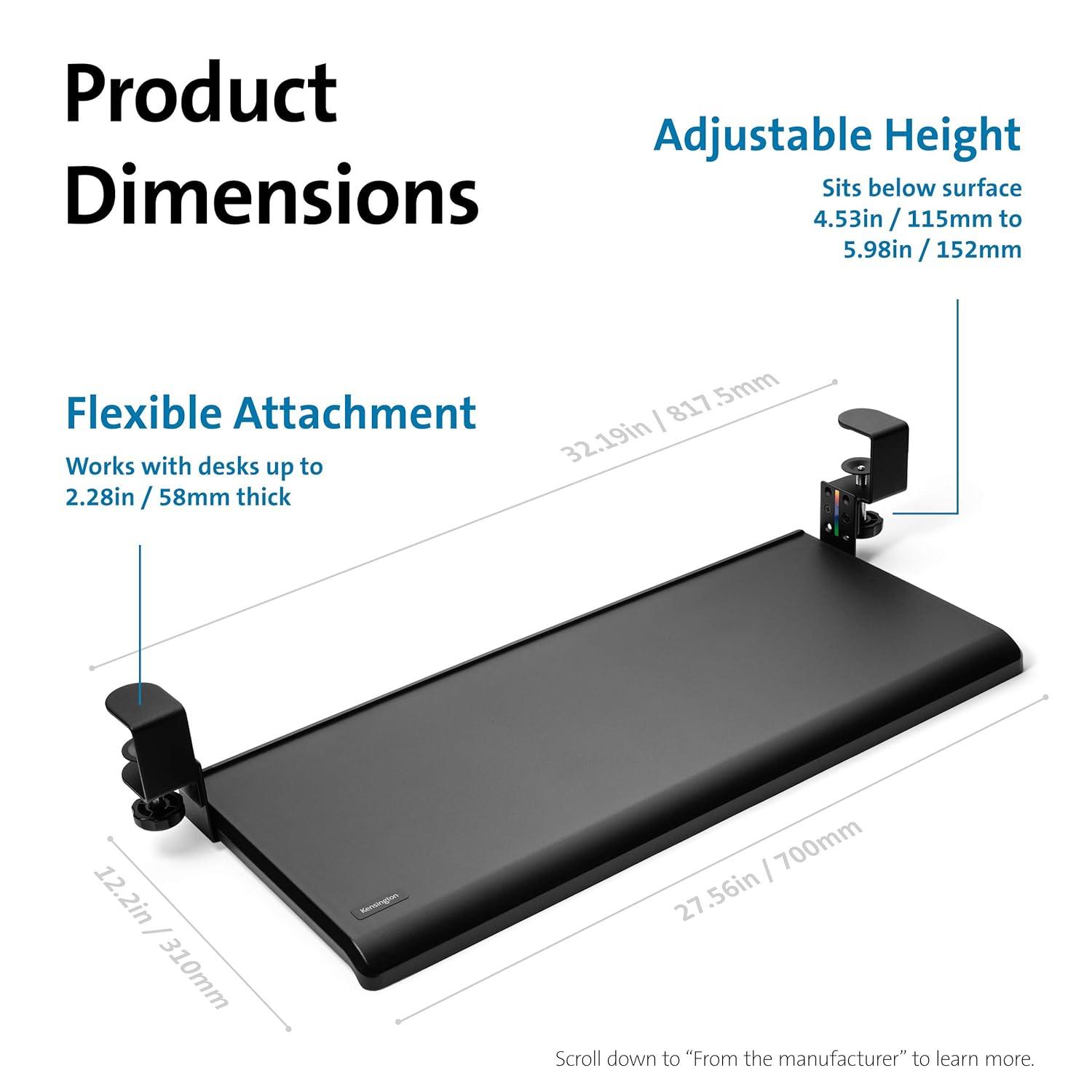Kensington Smartfit Tooless Clamp-On Keyboard Drawer K55407WW