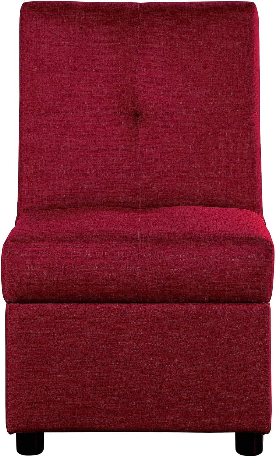 Lexicon Denby Solid Wood and Fabric Upholstered Chair w/Storage Ottoman in Red