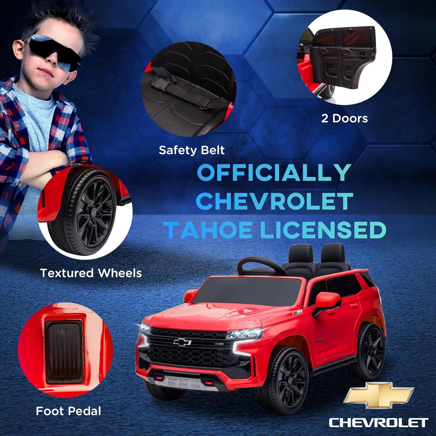 Red 12V Chevrolet Tahoe Kids Ride-On SUV with Remote Control