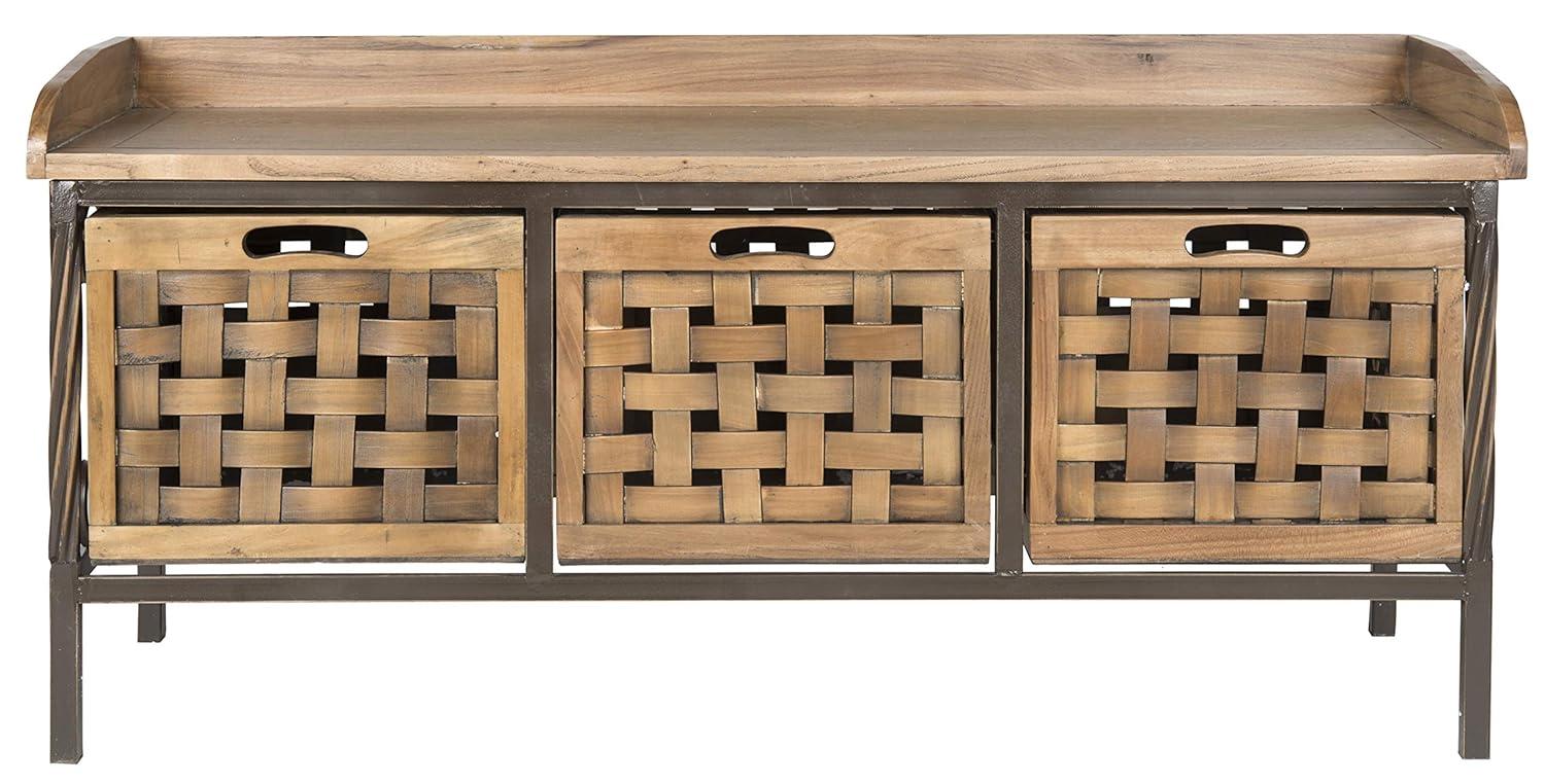 Isaac Wooden Storage Bench - AMH6530 - Oak - Safavieh Couture