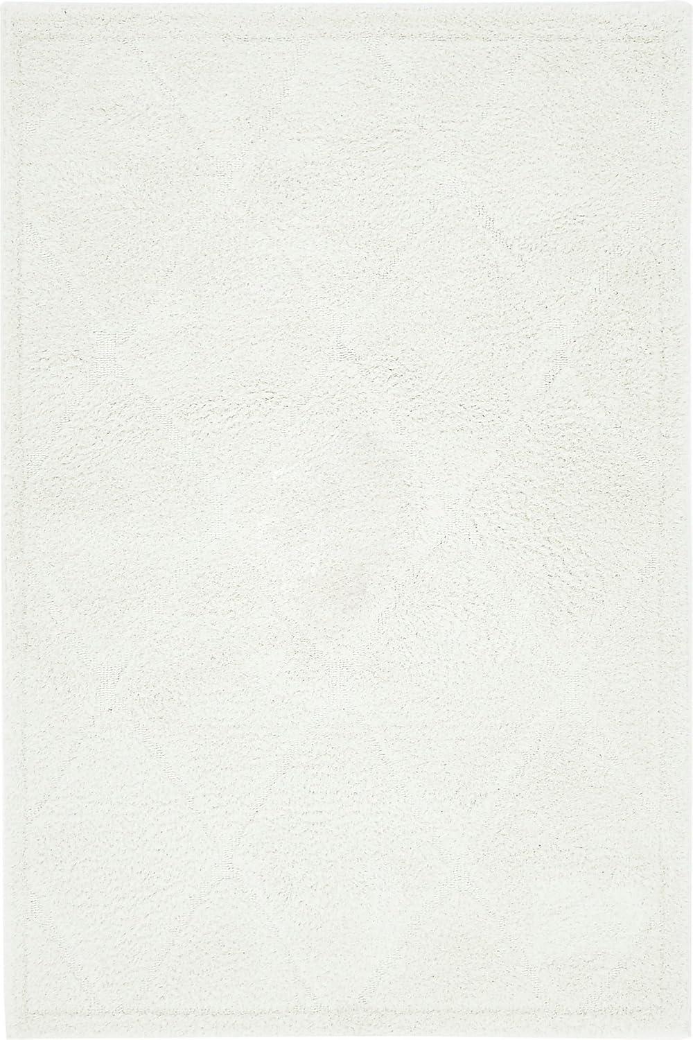 Rugs.com Lattice Shag Collection Rug – 4' x 6' Ivory Shag Rug Perfect For Living Rooms, Large Dining Rooms, Open Floorplans