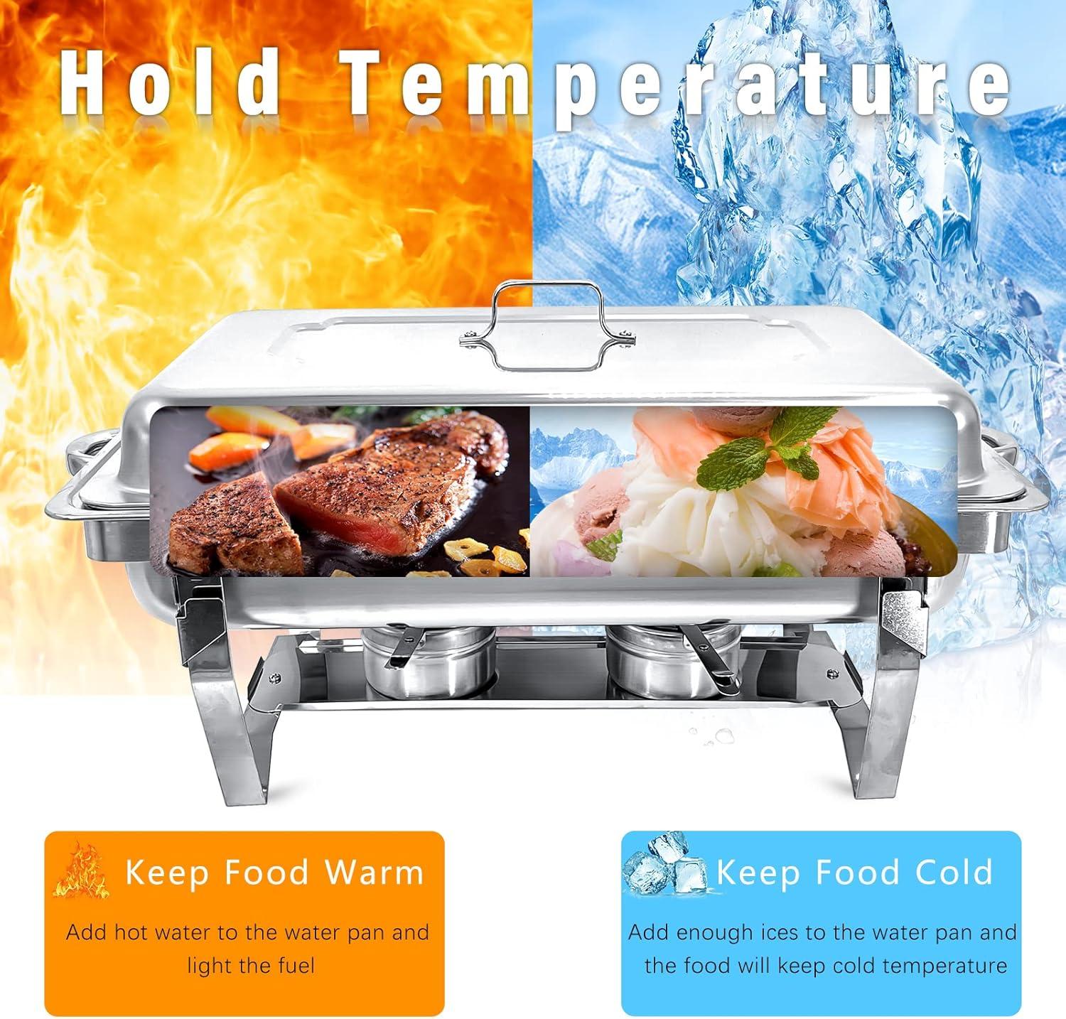 The Party Aisle™ Chafing Dishes For Buffet 4 Pack, 8 Qt Stainless Steel Chafers And Buffet Warmers Sets With Lid, Rectangle Serving Food Warmer Catering Supplies Buffet Display For Parties