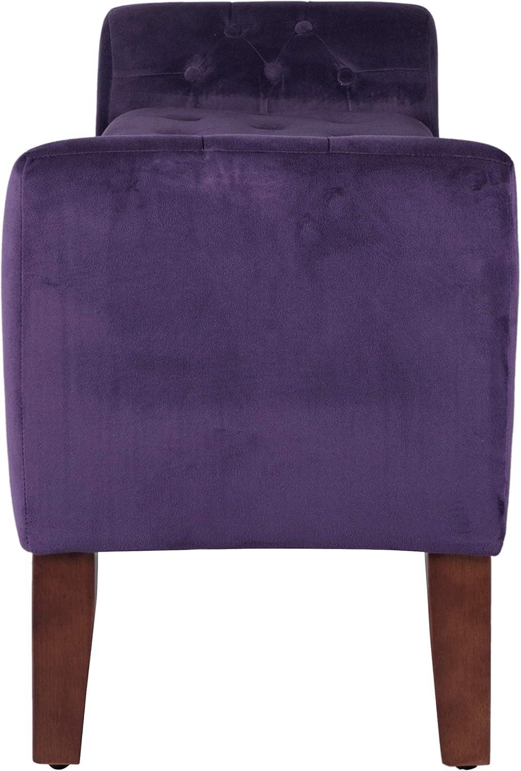 HomePop Velvet Tufted Storage Bench and Settee, 50"W x 18"D x 23"H, Purple