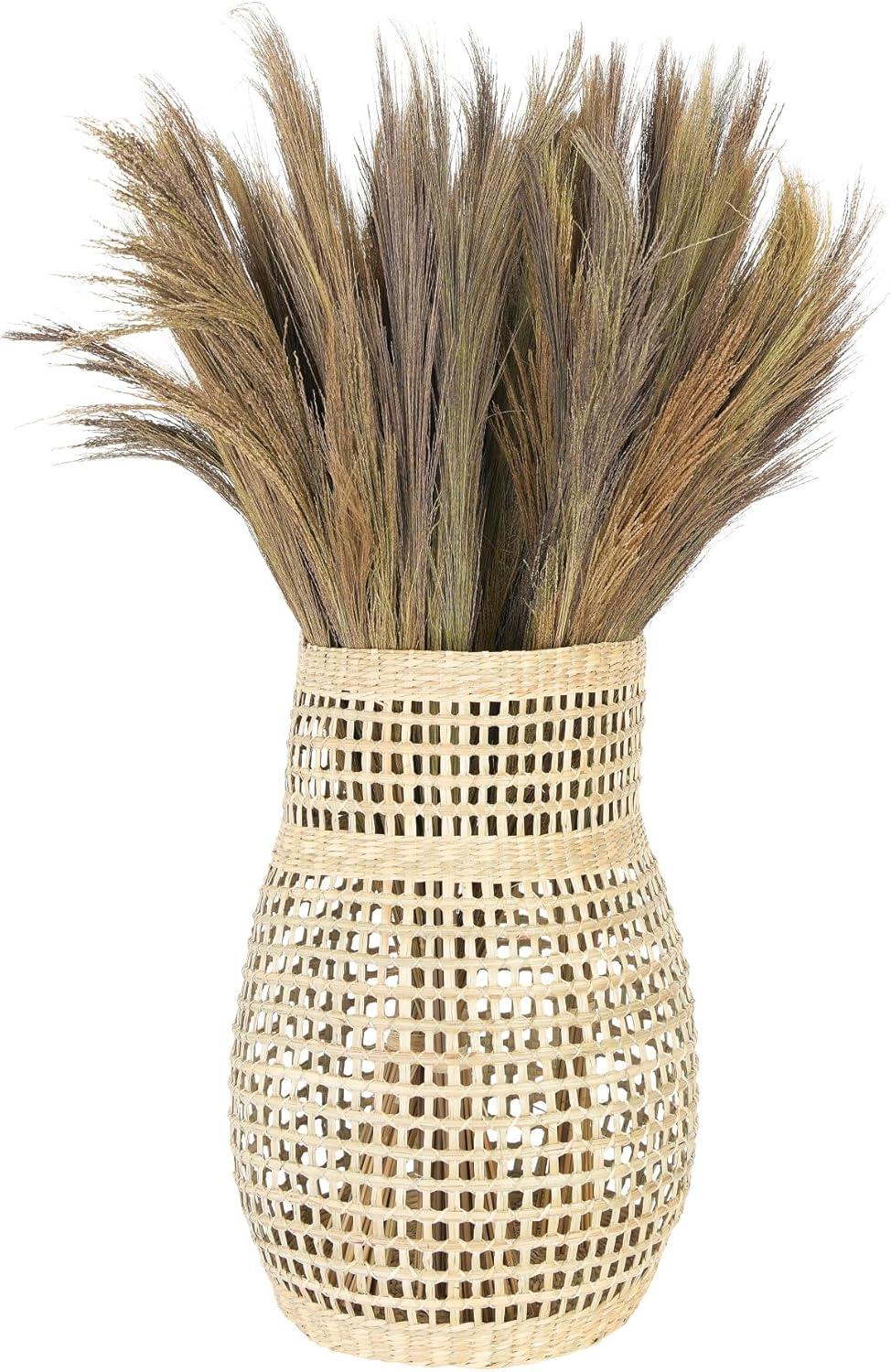 20" Handwoven Natural Seagrass Decorative Table Vase