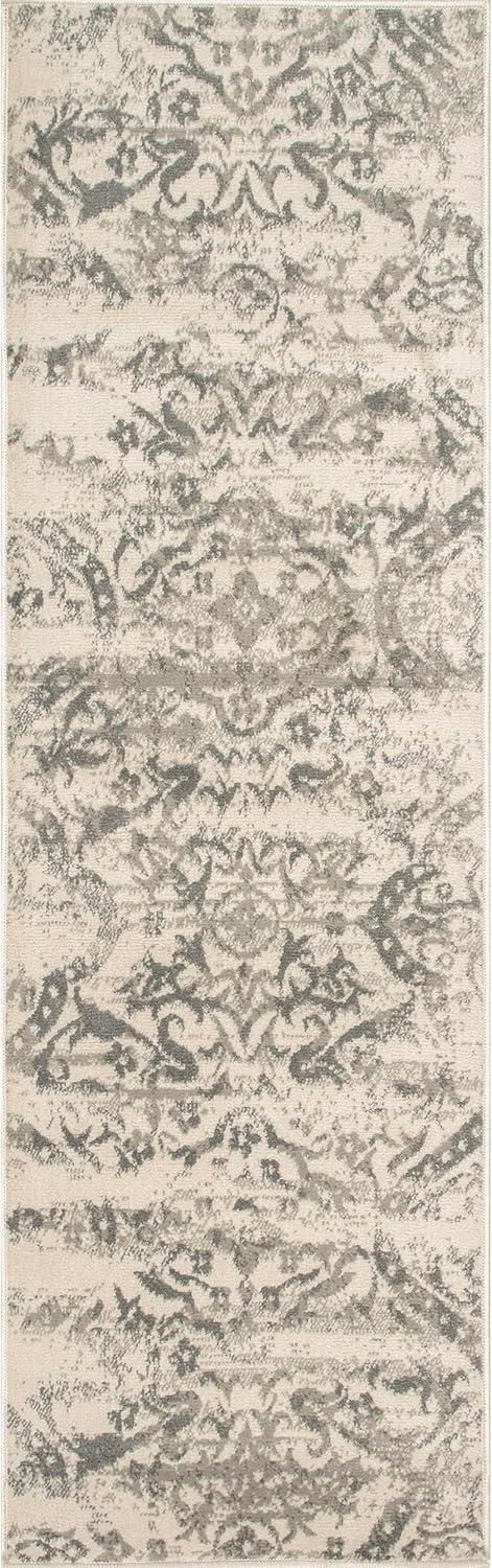 nuLOOM Freja Faded Floral Grey 2' 6" x 14' Vintage Runner Rug