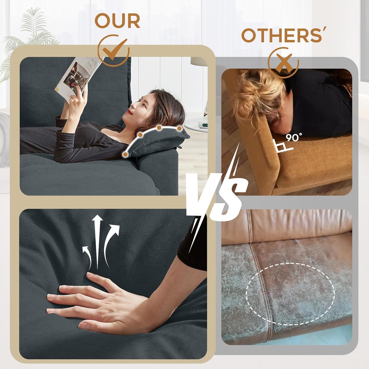 82" Convertible Sectional Sofa, L-Shaped Comfy Cloud Couch with Reversible Chaise and Padded Armrests, Modern Polyester 3 Seat Sofa Couches for Living Room (Green)