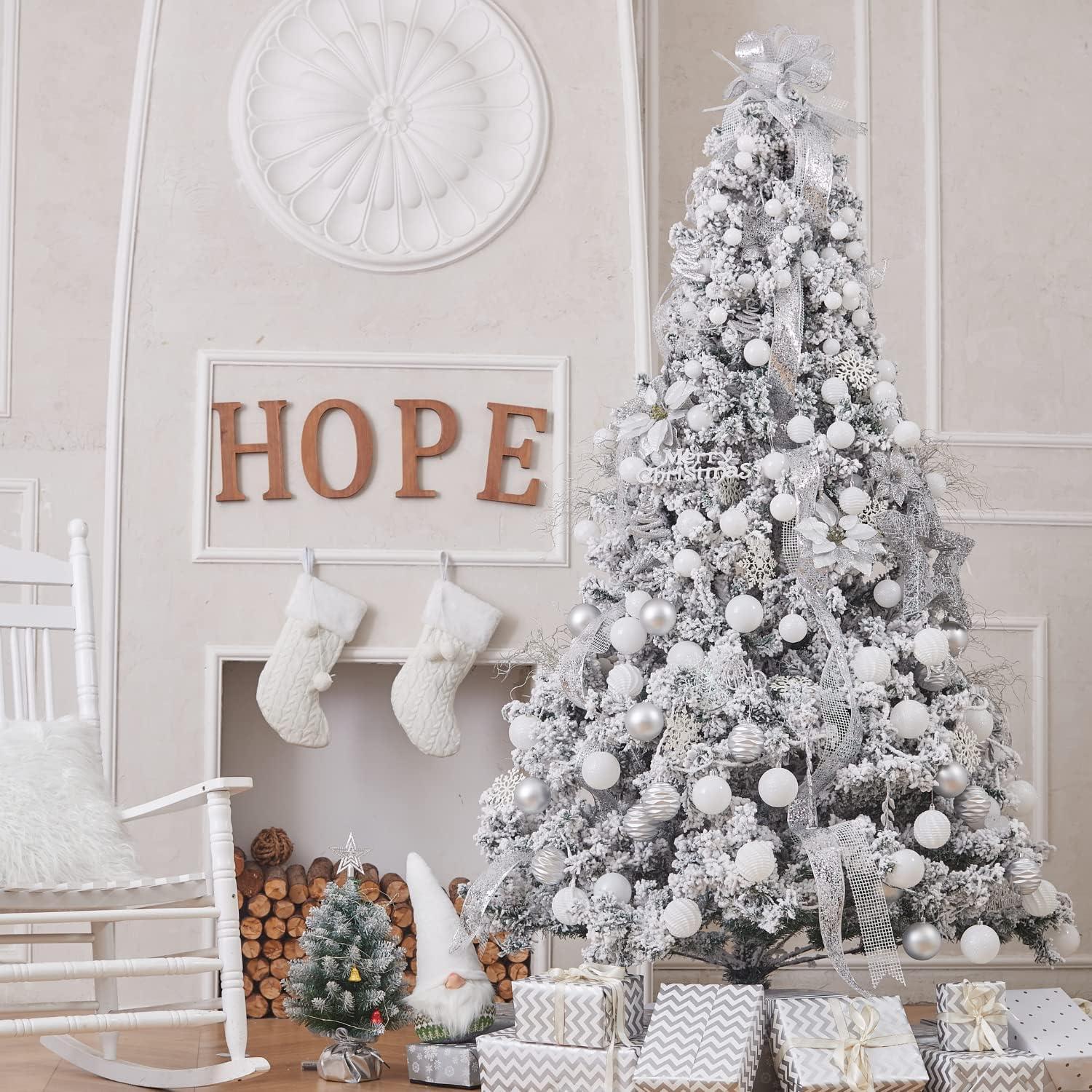 XmasExp 24ct Christmas Ball Ornaments Shatterproof Xmas Tree Hanging Balls Decorations Perfect for Halloween Decorations Holiday Wedding Christmas Decor(2.36"/60mm, White)