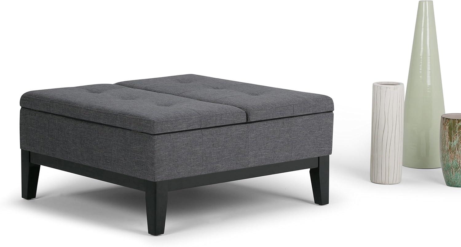 Simpli Home Dover Coffee Table Storage Ottoman in Slate Gray