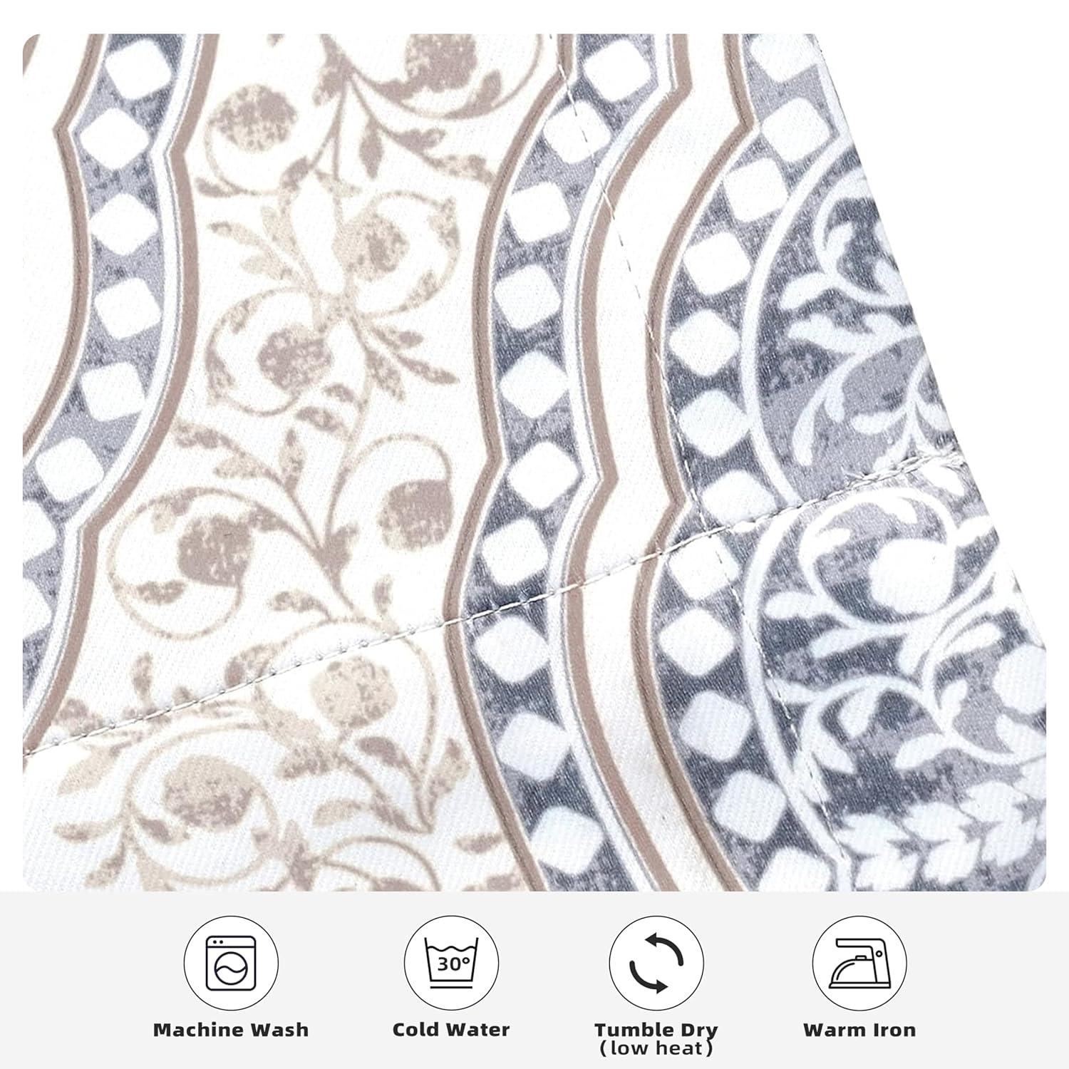 DriftAway Adrianne Damask and Floral Pattern Window Curtain Valance Single 52 Inch by 14 Inch Plus 1.75 Inch Header Beige and Gray