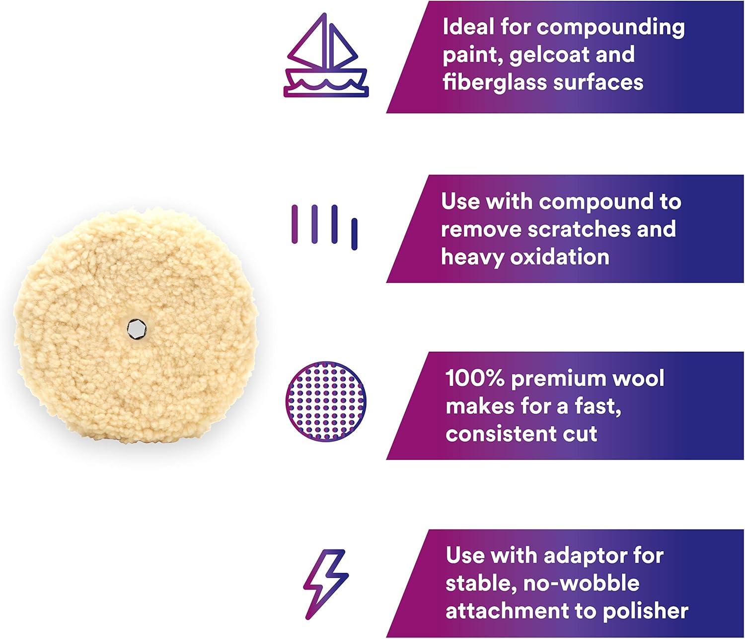 9-Inch White Wool Quick Connect Compounding Pad