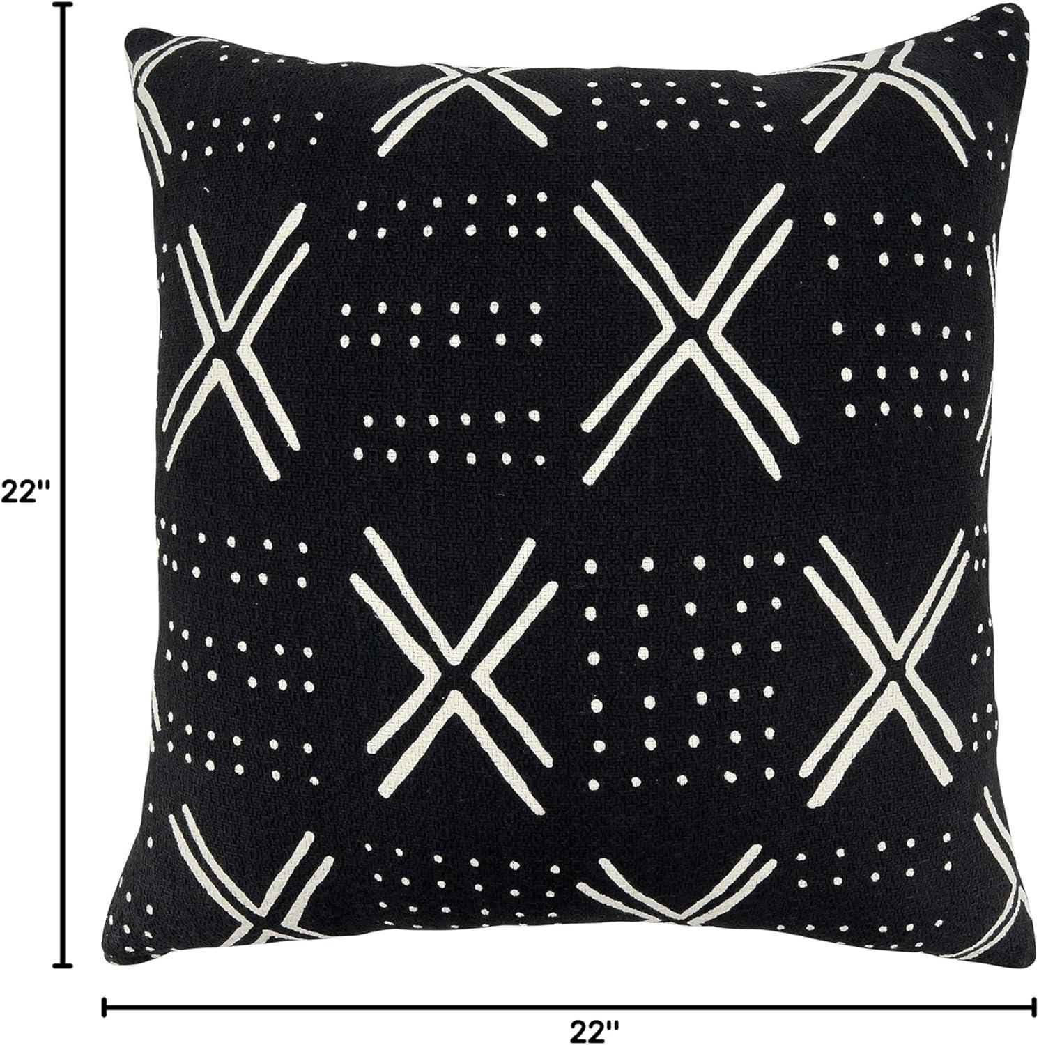 Saro Lifestyle Mudcloth Pillow - Poly Filled, 22" Square, Black