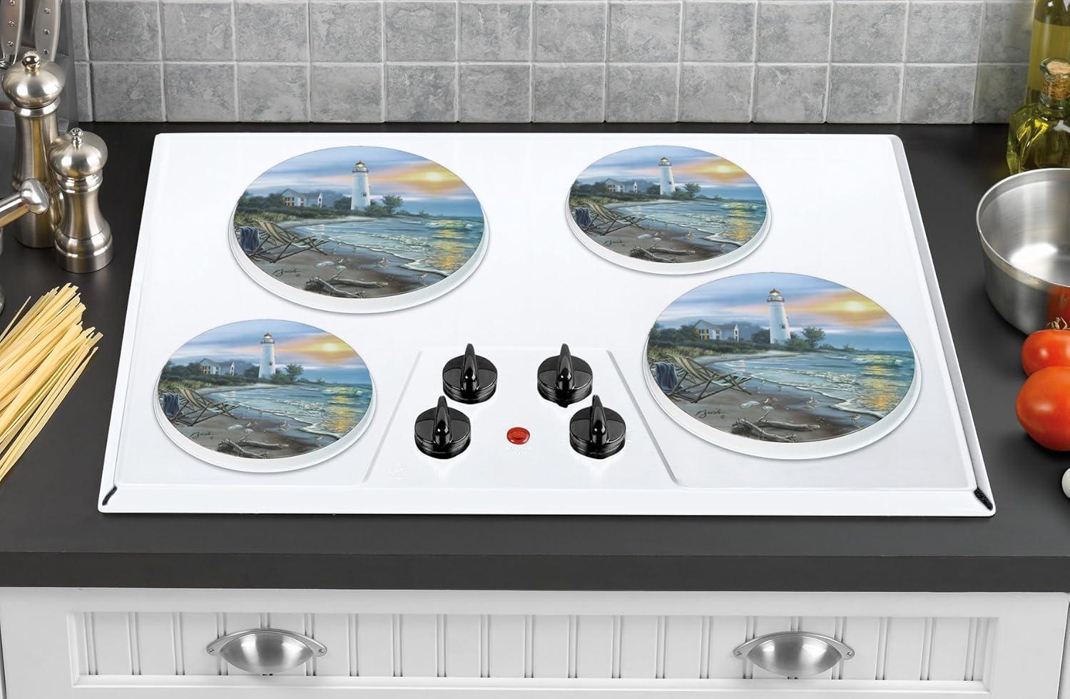 Round Electric Stovetop Burner Cover Set of 4, New Day