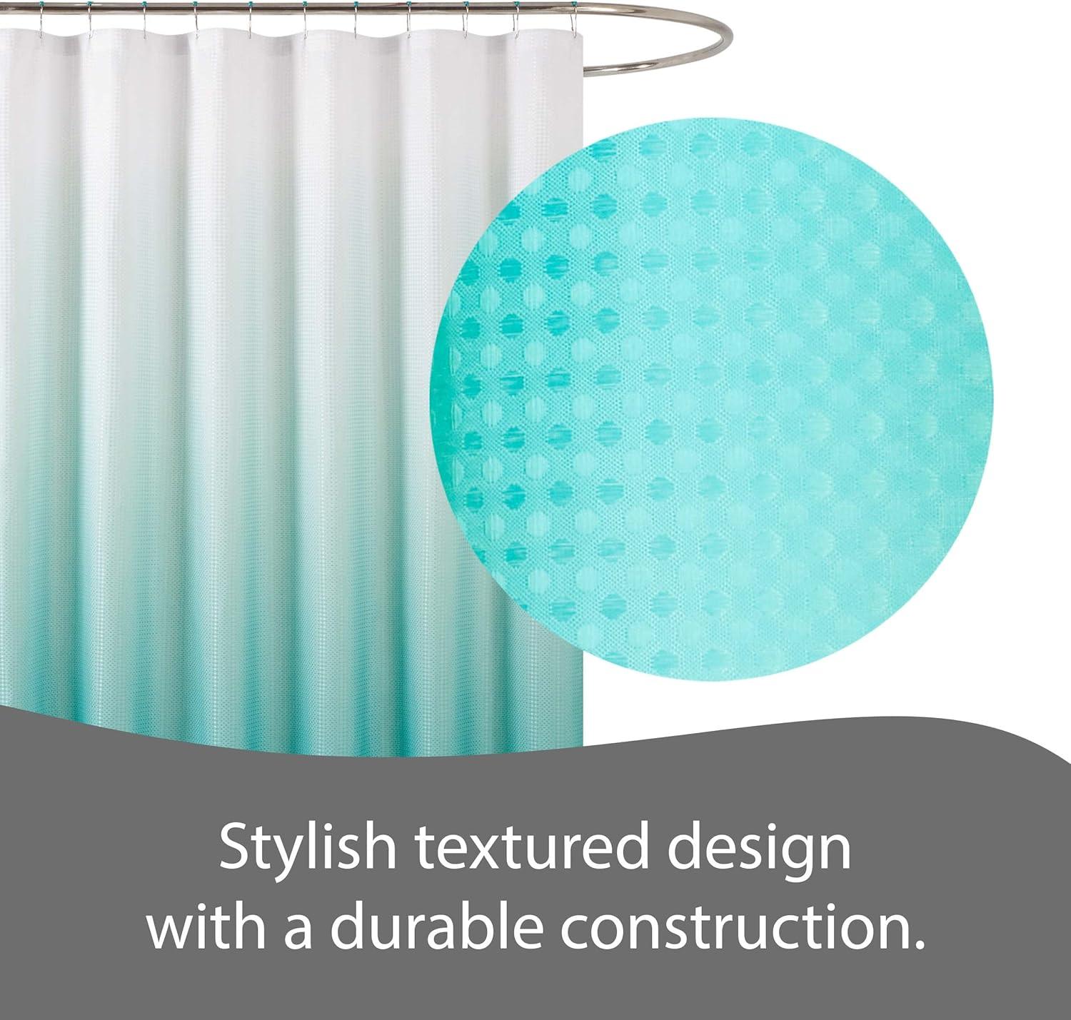 Creative Home Ideas Bathroom Sets with Shower Curtain and Rugs| Shower Curtain Sets with Rugs, Shower Curtain, Liner Set, 2 Chenille Bathmats and 12 Hooks | 70 x72 | White/Turquoise Ombre