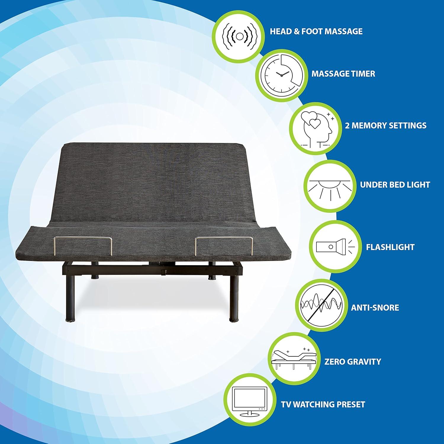 Boyd Sleep Massaging Adjustable Bed with Wireless Remote