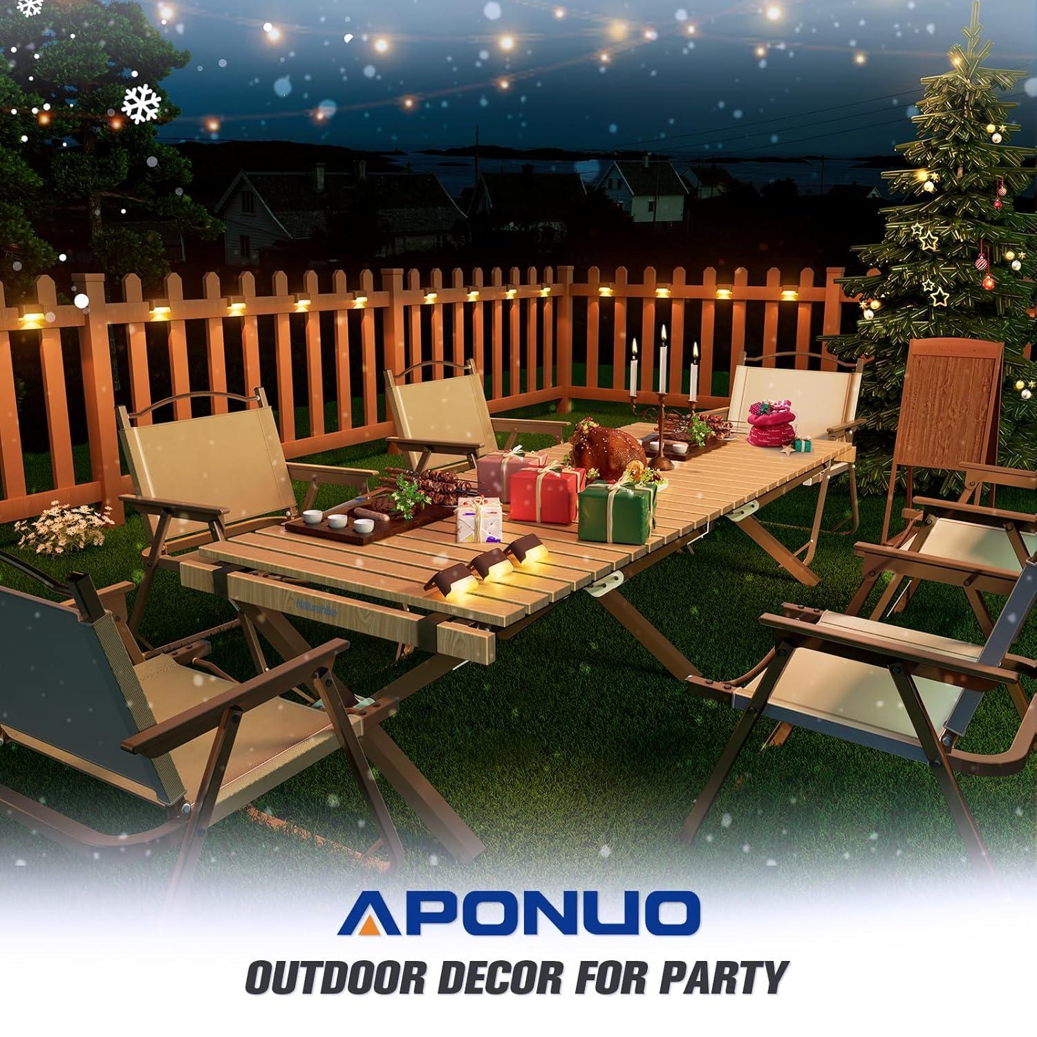 APONUO Solar Deck Lights 16 Pcs, Step Lights Outdoor Waterproof Led Solar Fence Lamp for Steps,Fence,Deck,Railing and Stairs (Warm White)