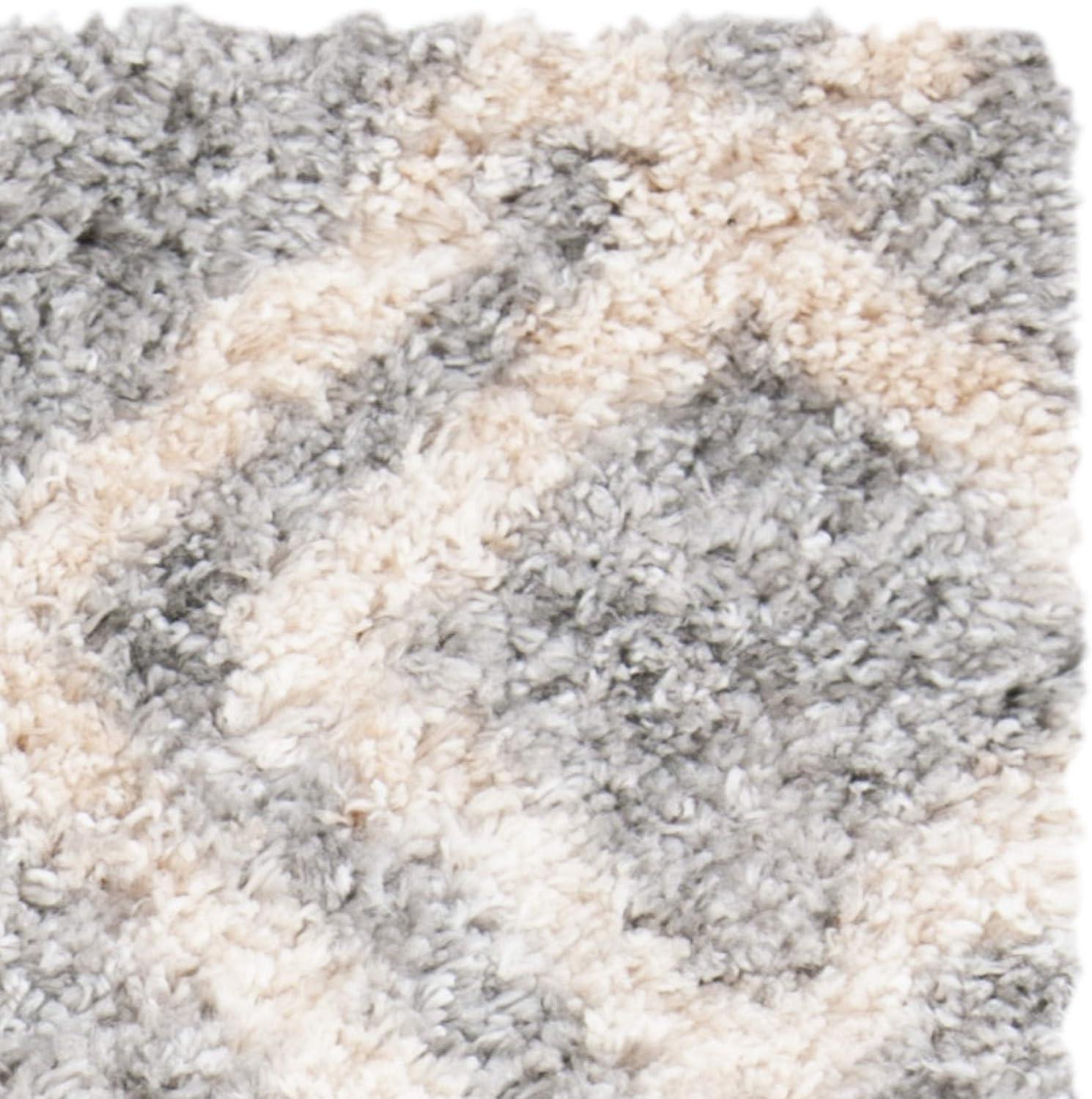 Gray and Cream 10' x 14' Shag Area Rug