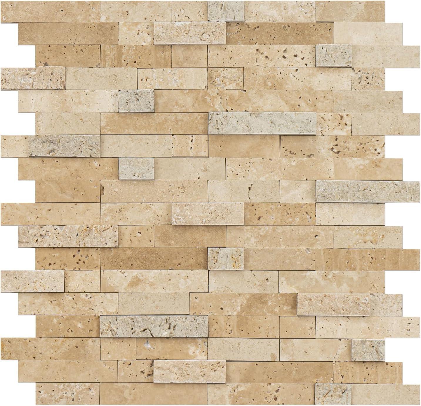 3D 11" x 12" Natural Stone Peel & Stick Mosaic Tile