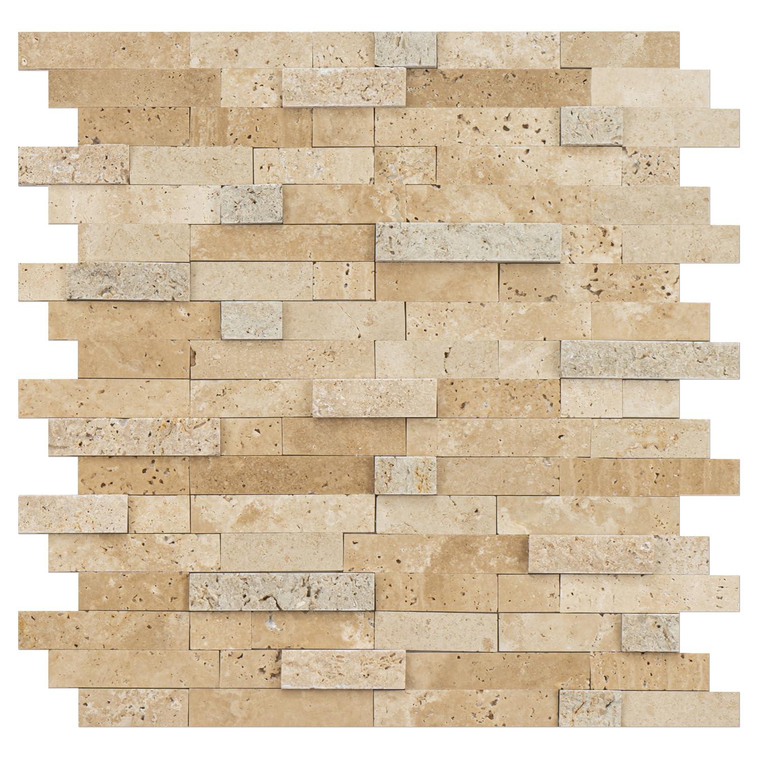 3D 11" x 12" Natural Stone Peel & Stick Mosaic Tile