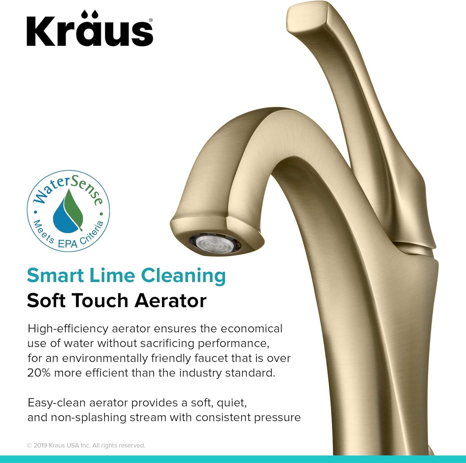 Kraus Arlo Single Hole 1-Handle WaterSense Bathroom Sink Faucet with Drain and Deck Plate