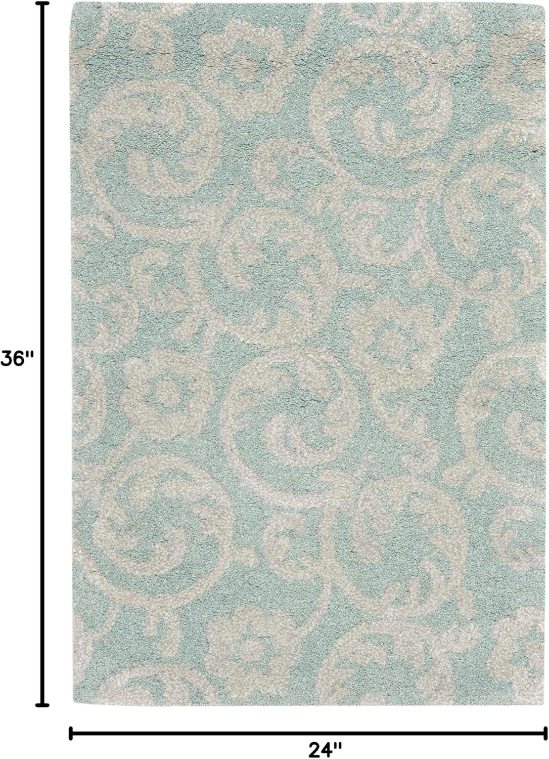 SAFAVIEH Soho Collection 2' x 3' Light Blue / Silver SOH415B Handmade Premium Wool & Viscose Accent Rug
