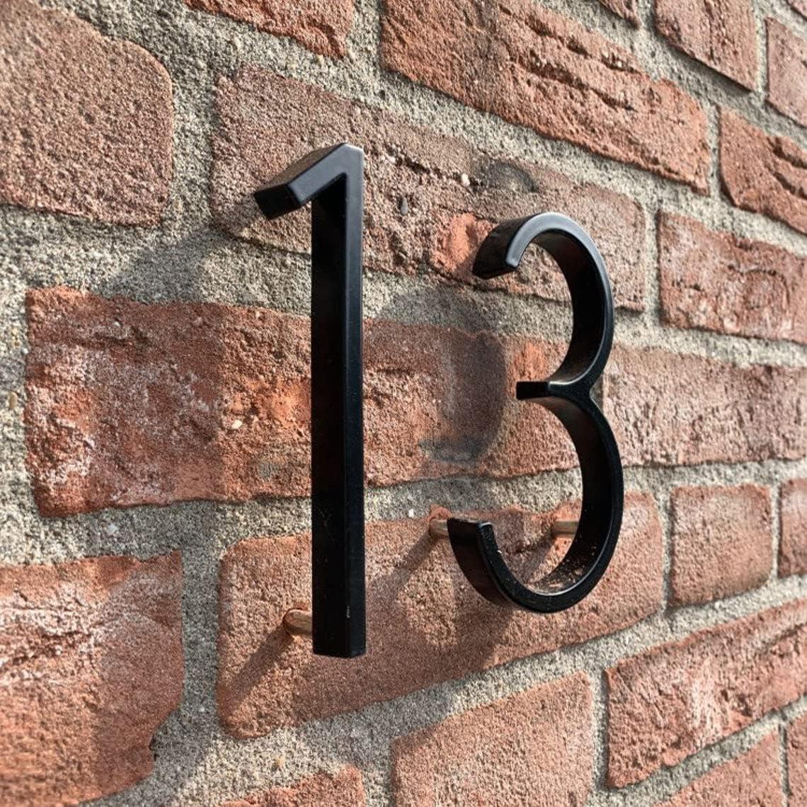 6 Inch Black Metal Floating House Number with Screws